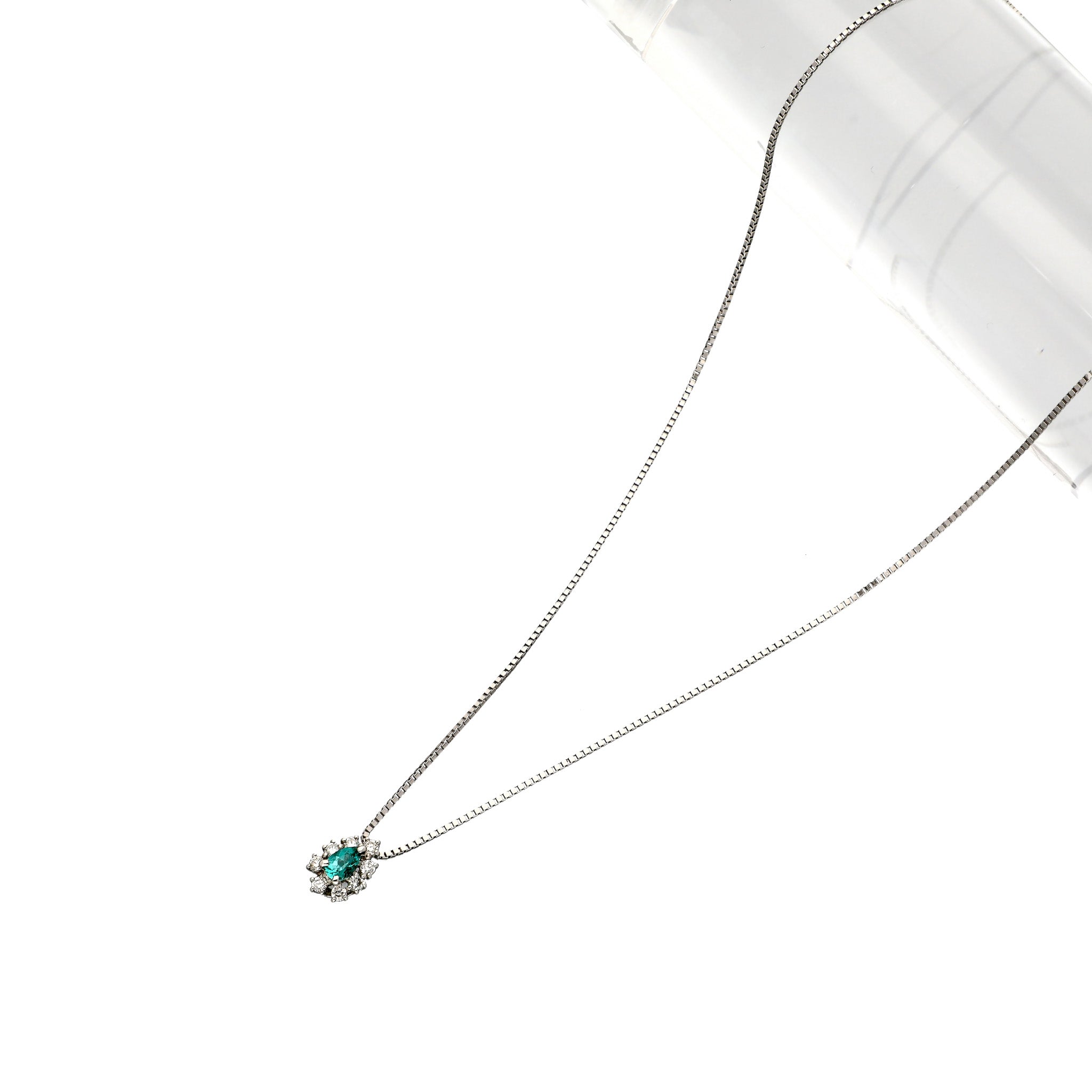 【限定1点】パライバトルマリン/ダイヤモンド プラチナネックレス(ノーヒート/非加熱/10月誕生石/鑑別書付)《26T10114》