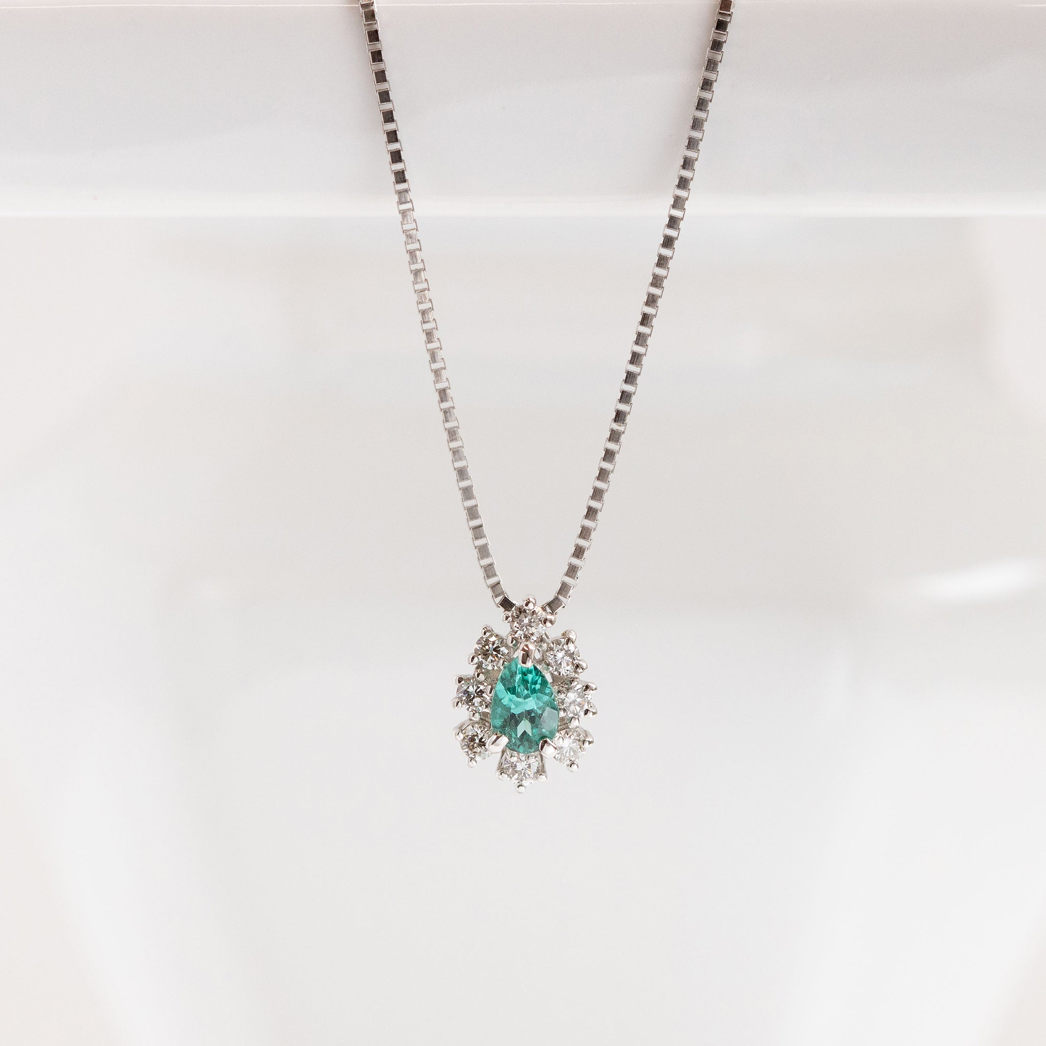 【限定1点】パライバトルマリン/ダイヤモンド プラチナネックレス(ノーヒート/非加熱/10月誕生石/鑑別書付)《26T10114》