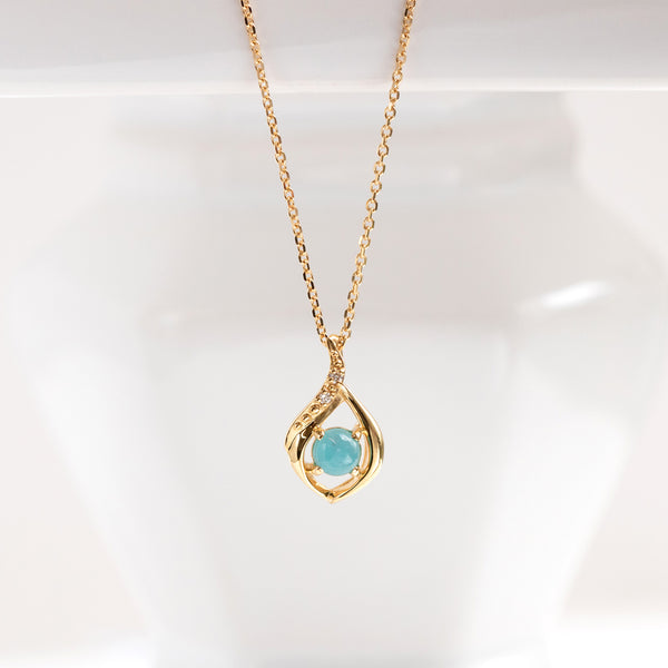 限定2点】パライバトルマリン/ダイヤモンド K18ネックレス(10月誕生石