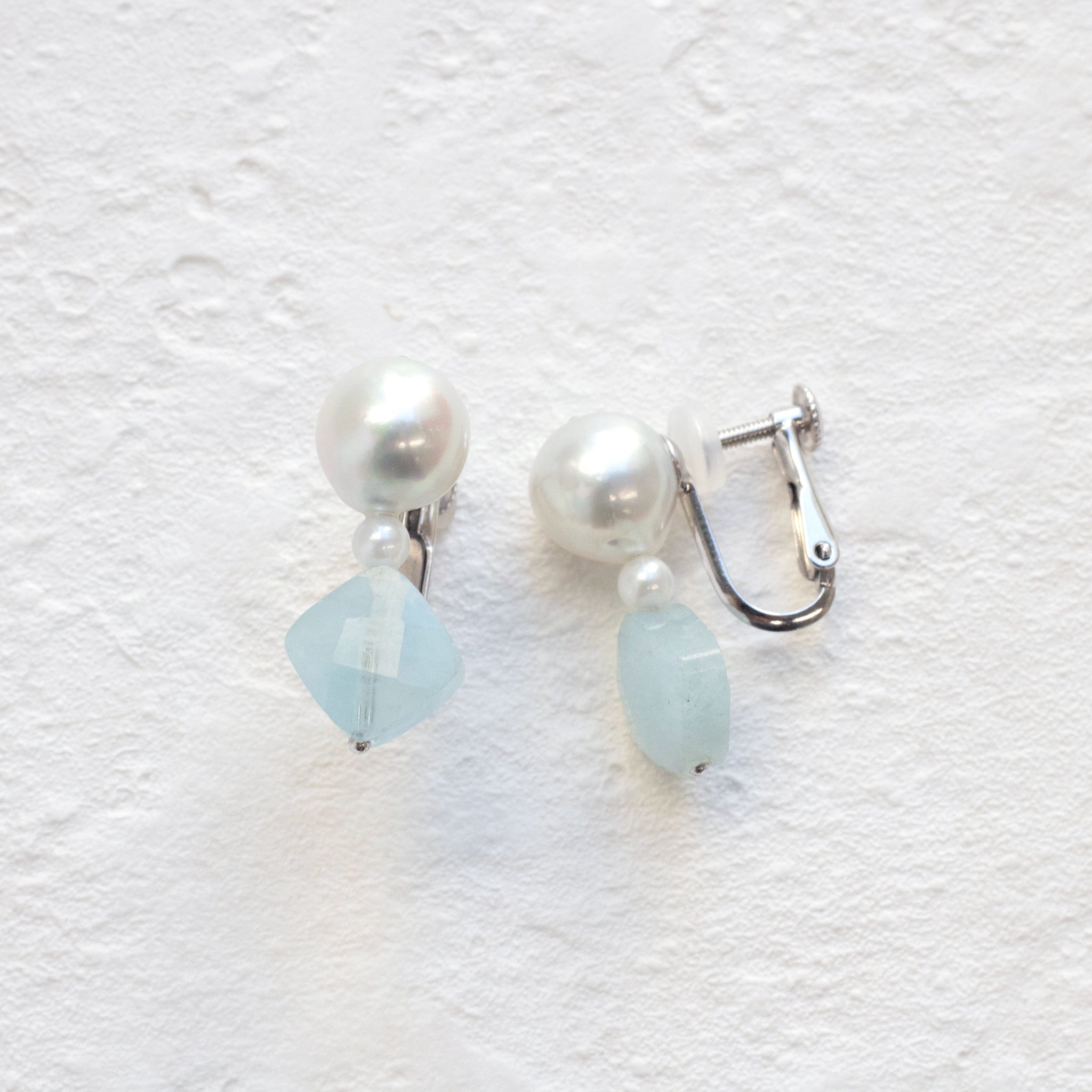 【限定20点】アクアマリン/パール シルバーイヤリング（アコヤ真珠)《26T10119》