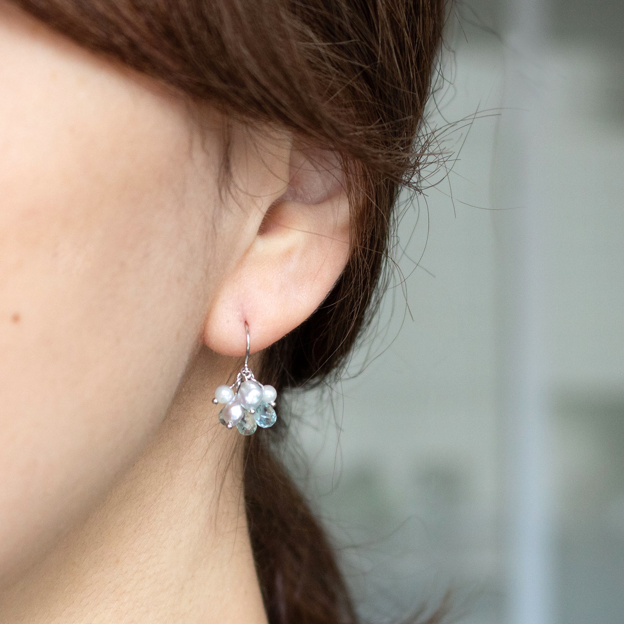 【限定4点】アクアマリン/パール プラチナピアス（アコヤ真珠)《26T10120》