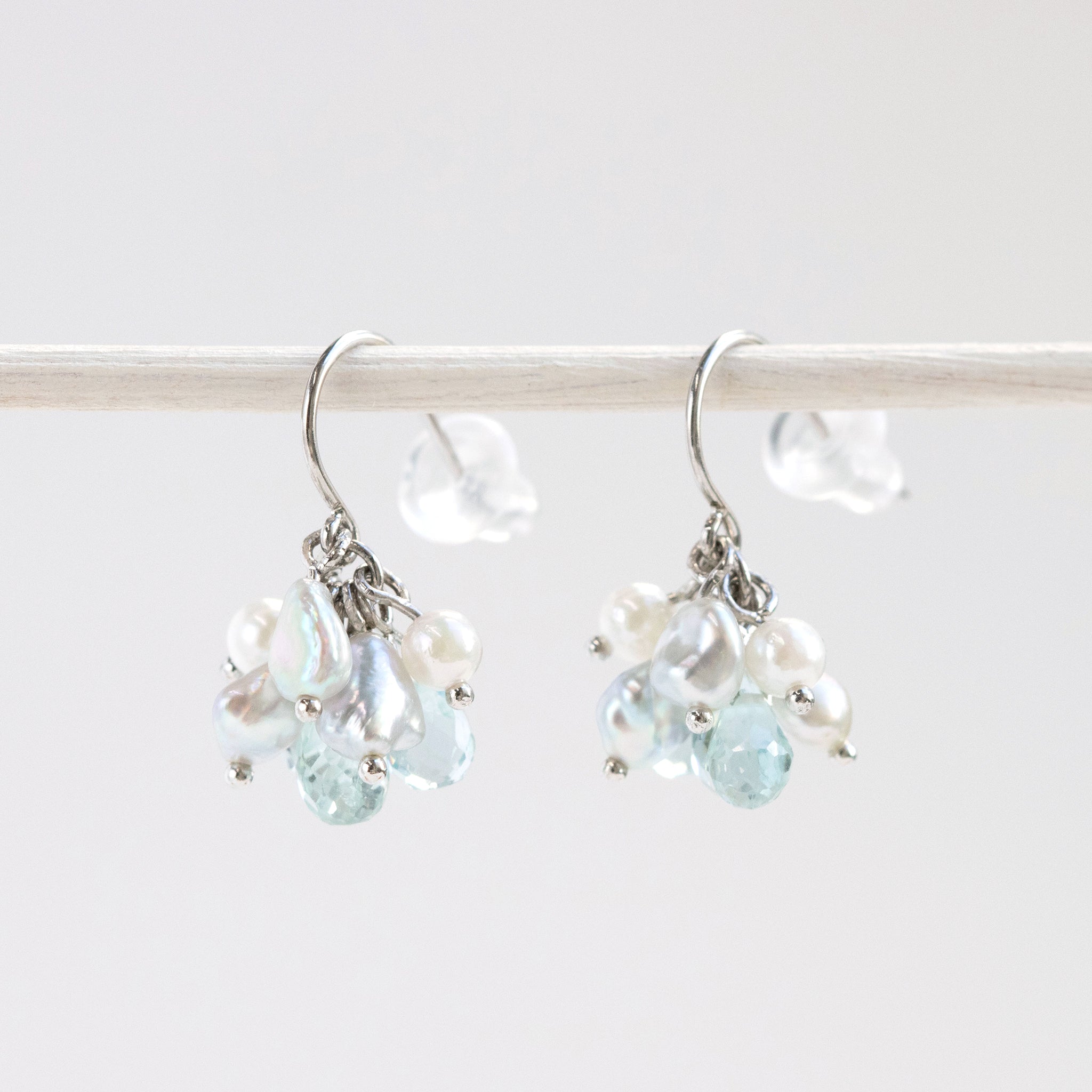 【限定4点】アクアマリン/パール プラチナピアス（アコヤ真珠)《26T10120》