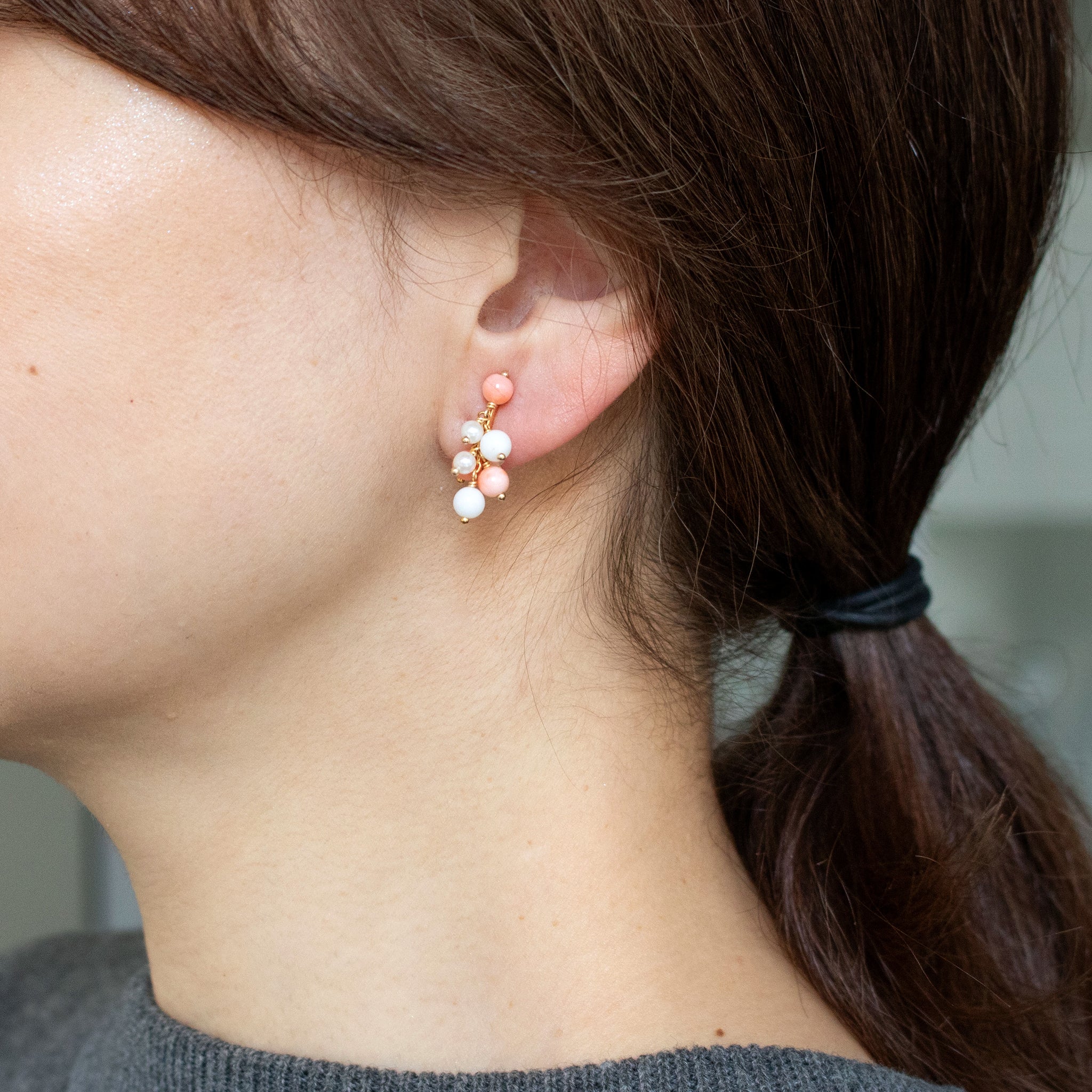 【限定10点】珊瑚(さんご)/パール シルバーイヤリング(アコヤ真珠)《26T10122》