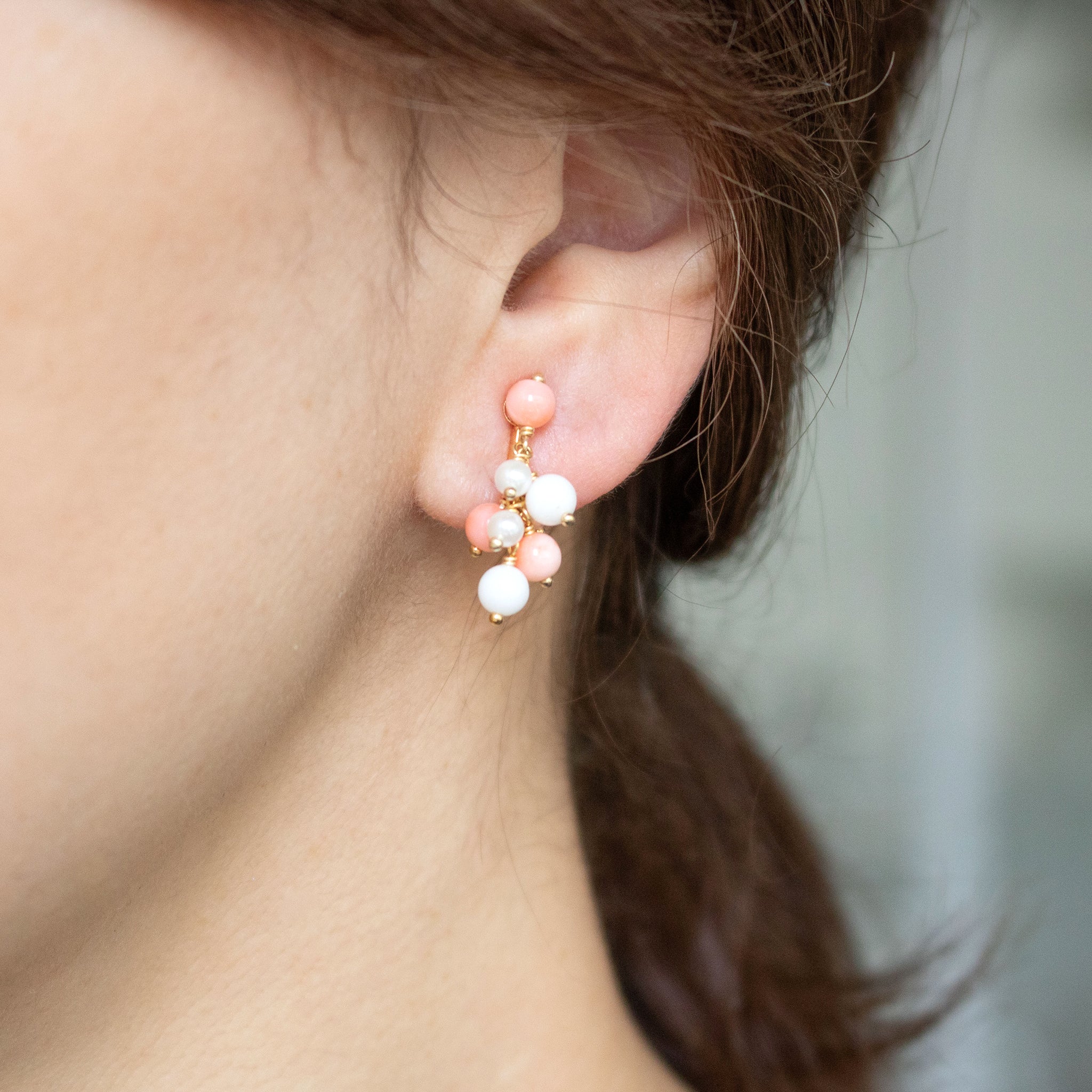 【限定10点】珊瑚(さんご)/パール シルバーイヤリング(アコヤ真珠)《26T10122》