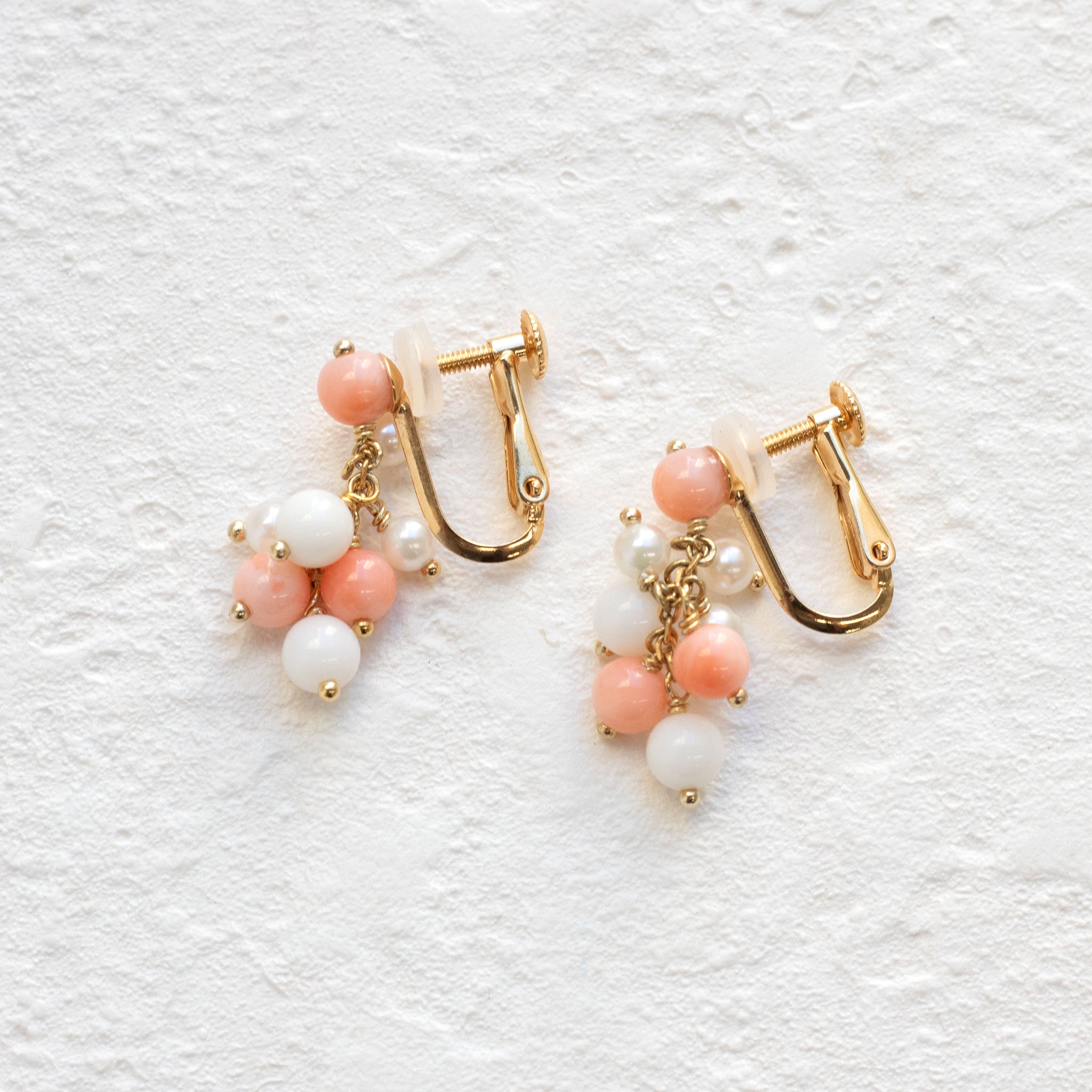 【限定10点】珊瑚(さんご)/パール シルバーイヤリング(アコヤ真珠)《26T10122》