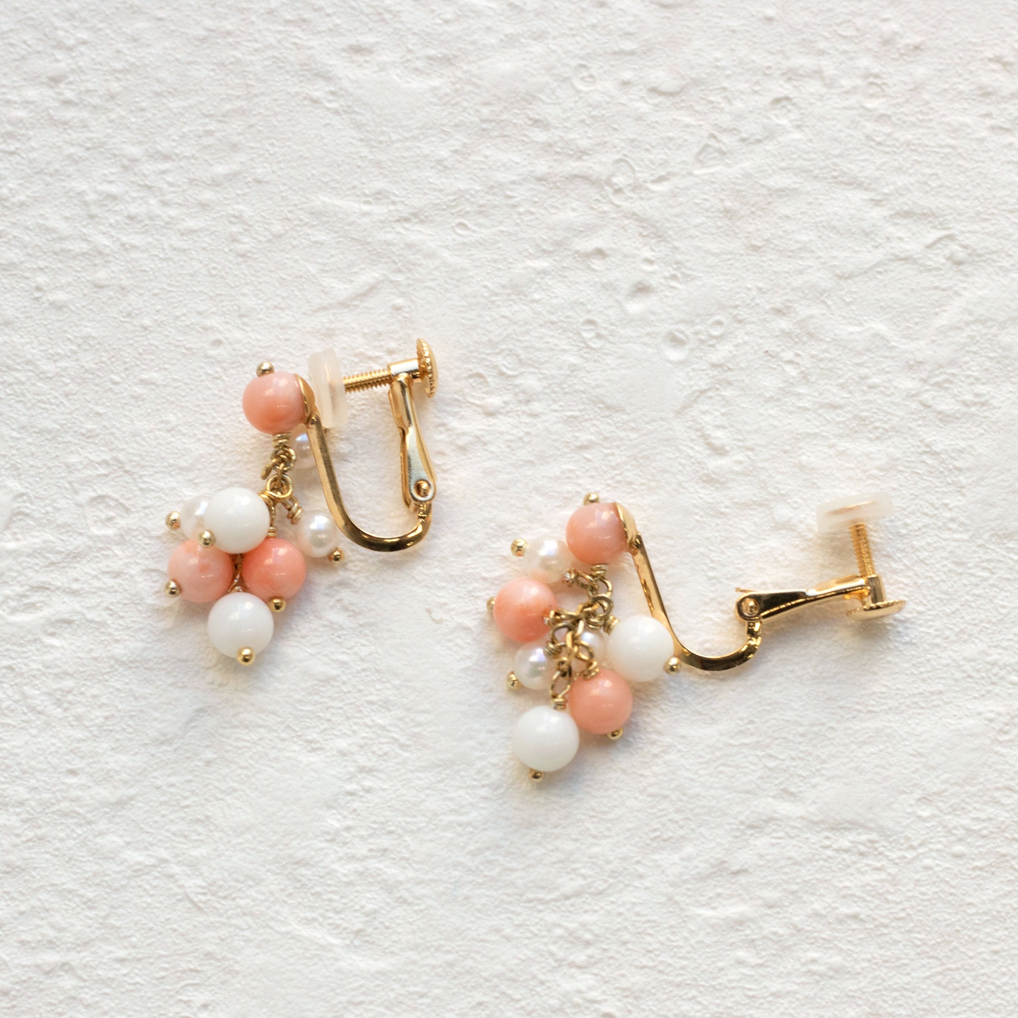 【限定10点】珊瑚(さんご)/パール シルバーイヤリング(アコヤ真珠)《26T10122》