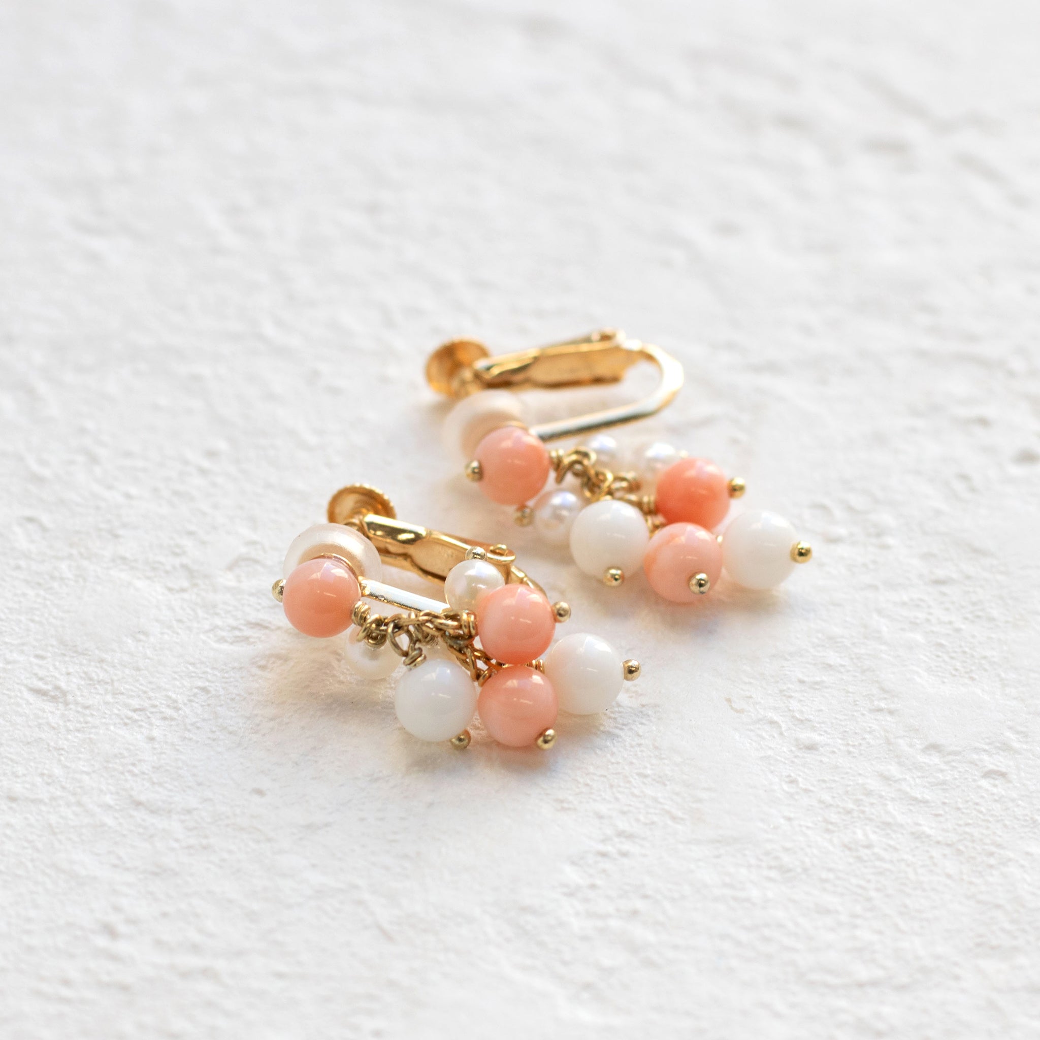 【限定10点】珊瑚(さんご)/パール シルバーイヤリング(アコヤ真珠)《26T10122》