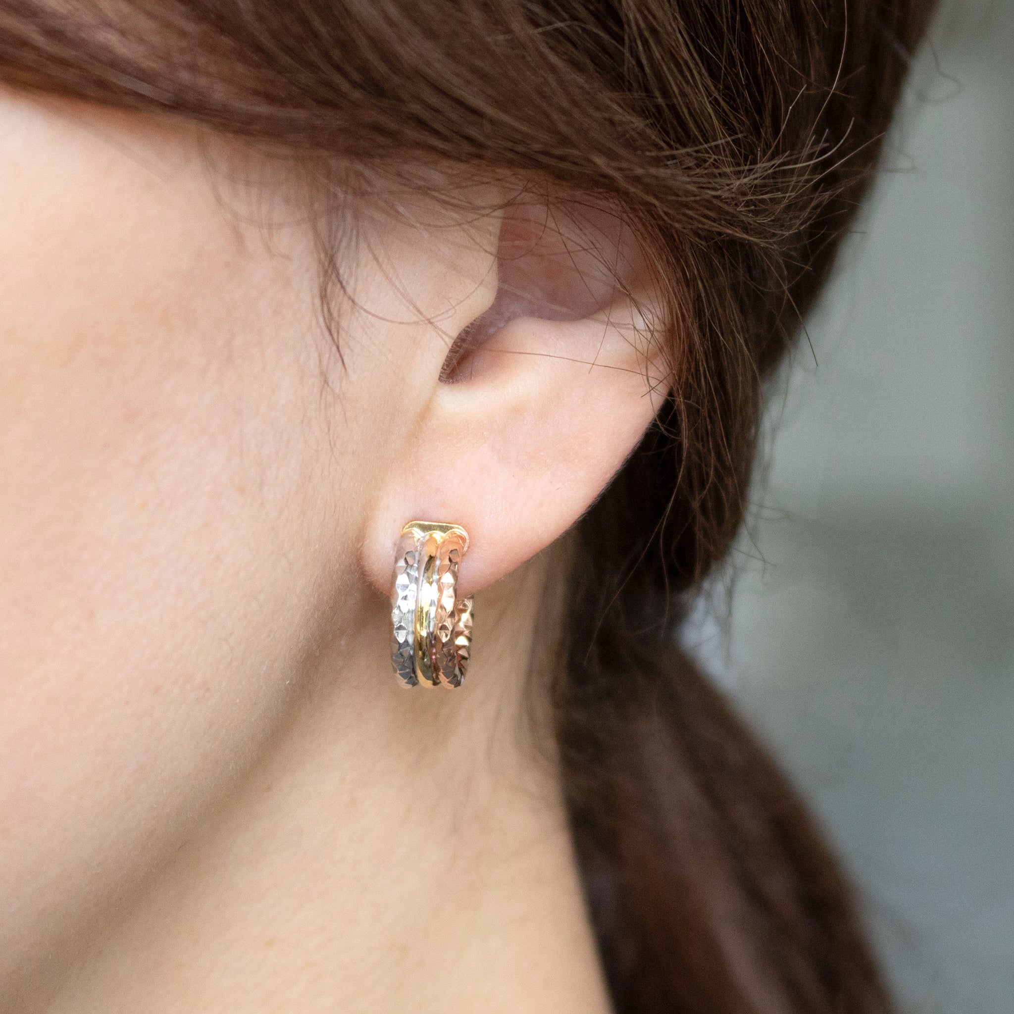 K18ピアス(スリーカラー/イタリア製)《26T10126》