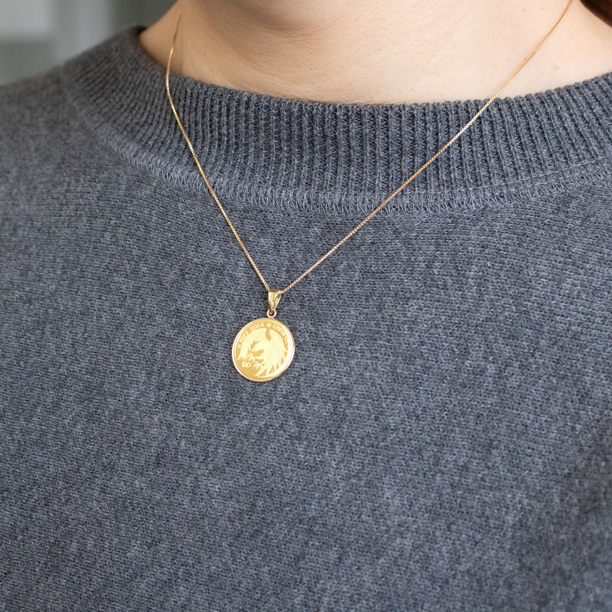 K24/K18ペンダント(純金/コイン/イーグルモチーフ/1/20oz)《26T10130》