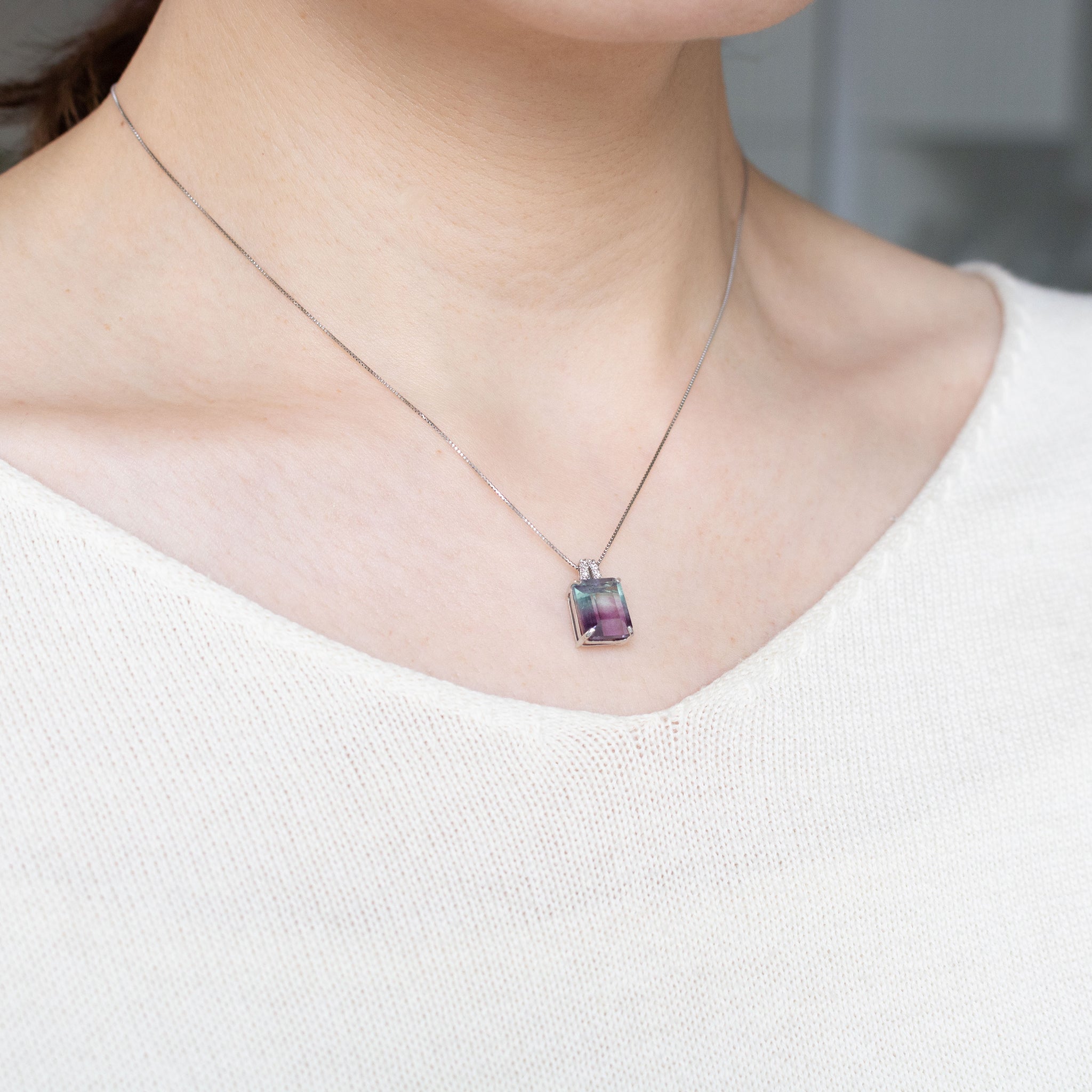 【限定1点】パーティーカラードフローライト/ダイヤモンド プラチナネックレス(4.32カラット)《26T10133》