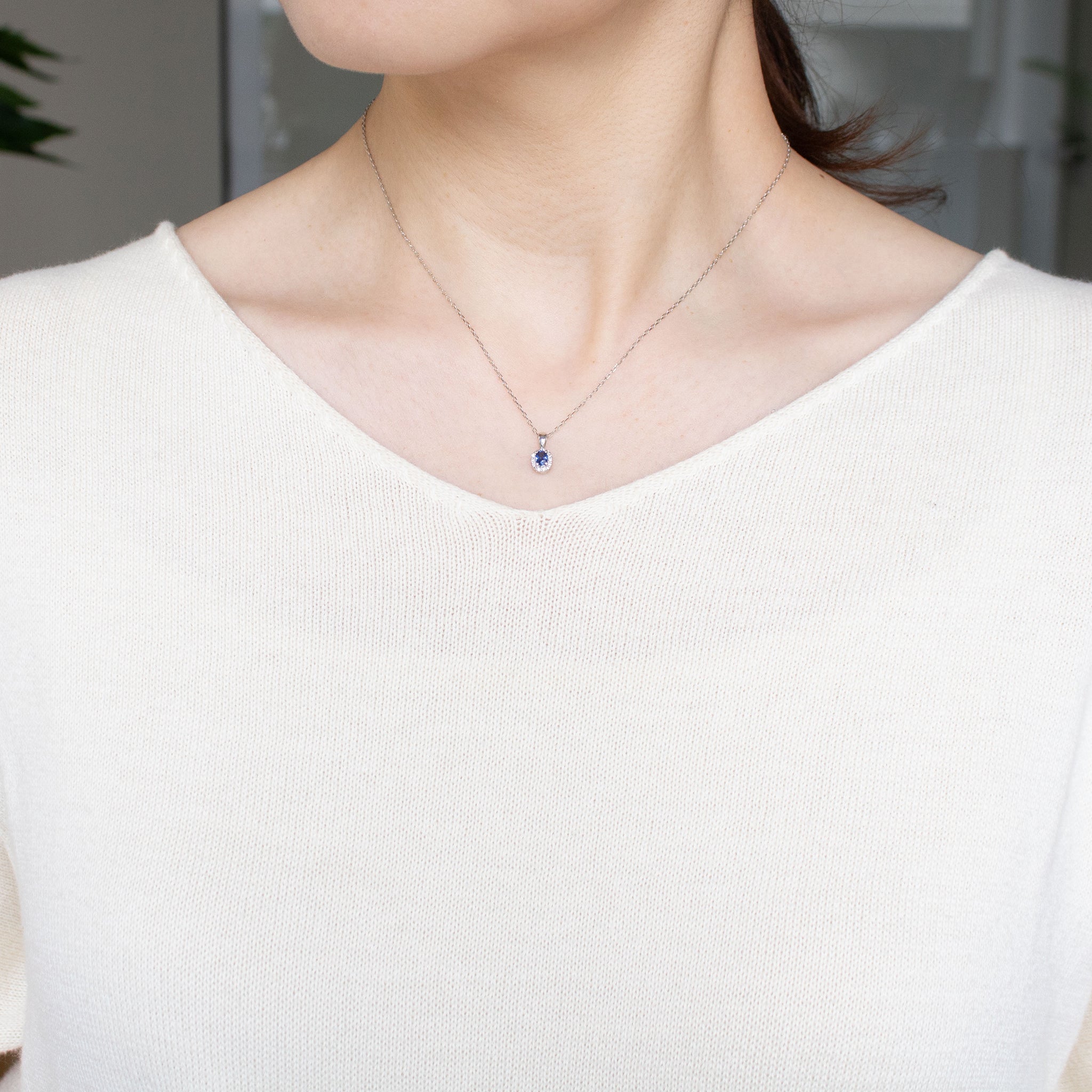 【限定1点】サファイア/ダイヤモンド プラチナネックレス(9月誕生石)《26T10138》