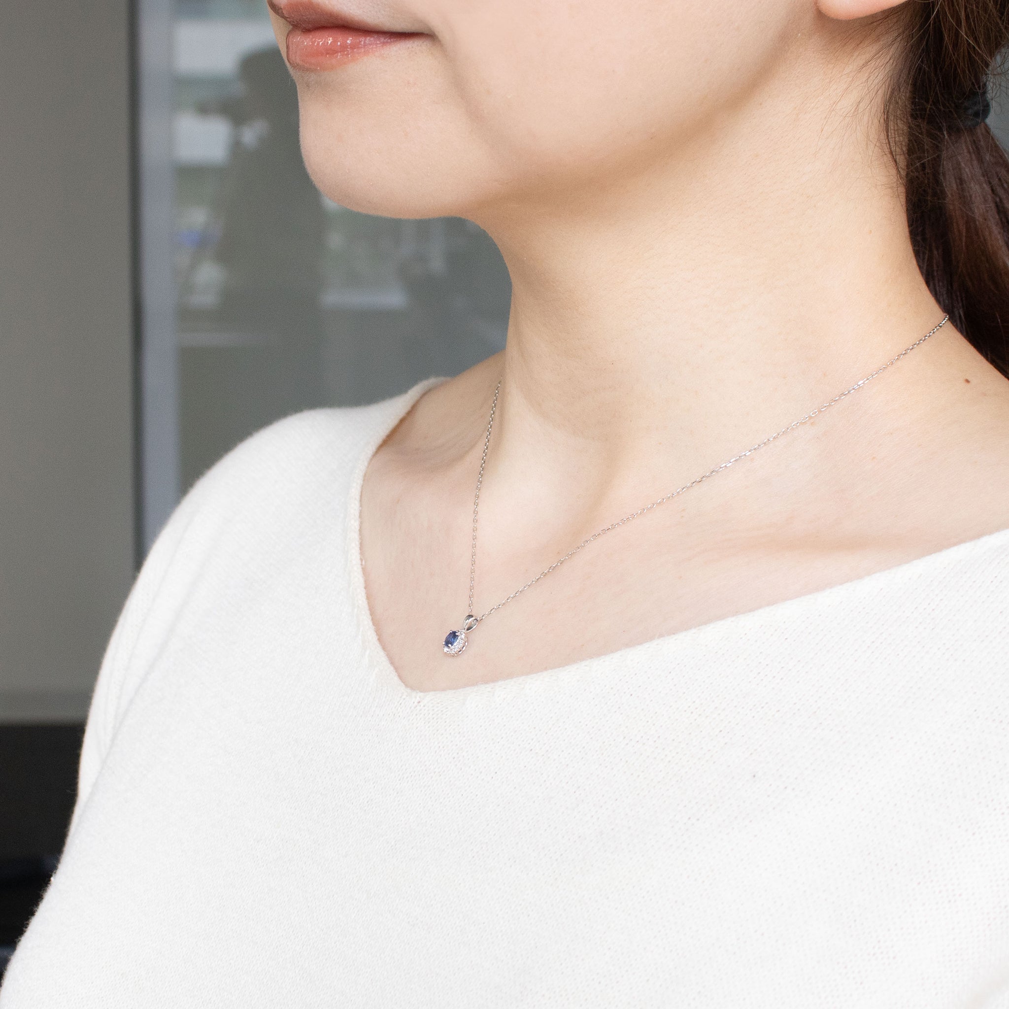 【限定1点】サファイア/ダイヤモンド プラチナネックレス(9月誕生石)《26T10138》