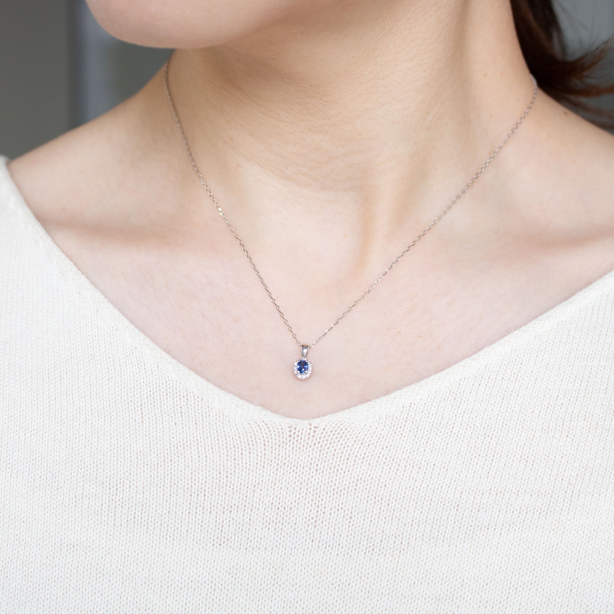 【限定1点】サファイア/ダイヤモンド プラチナネックレス(9月誕生石)《26T10138》