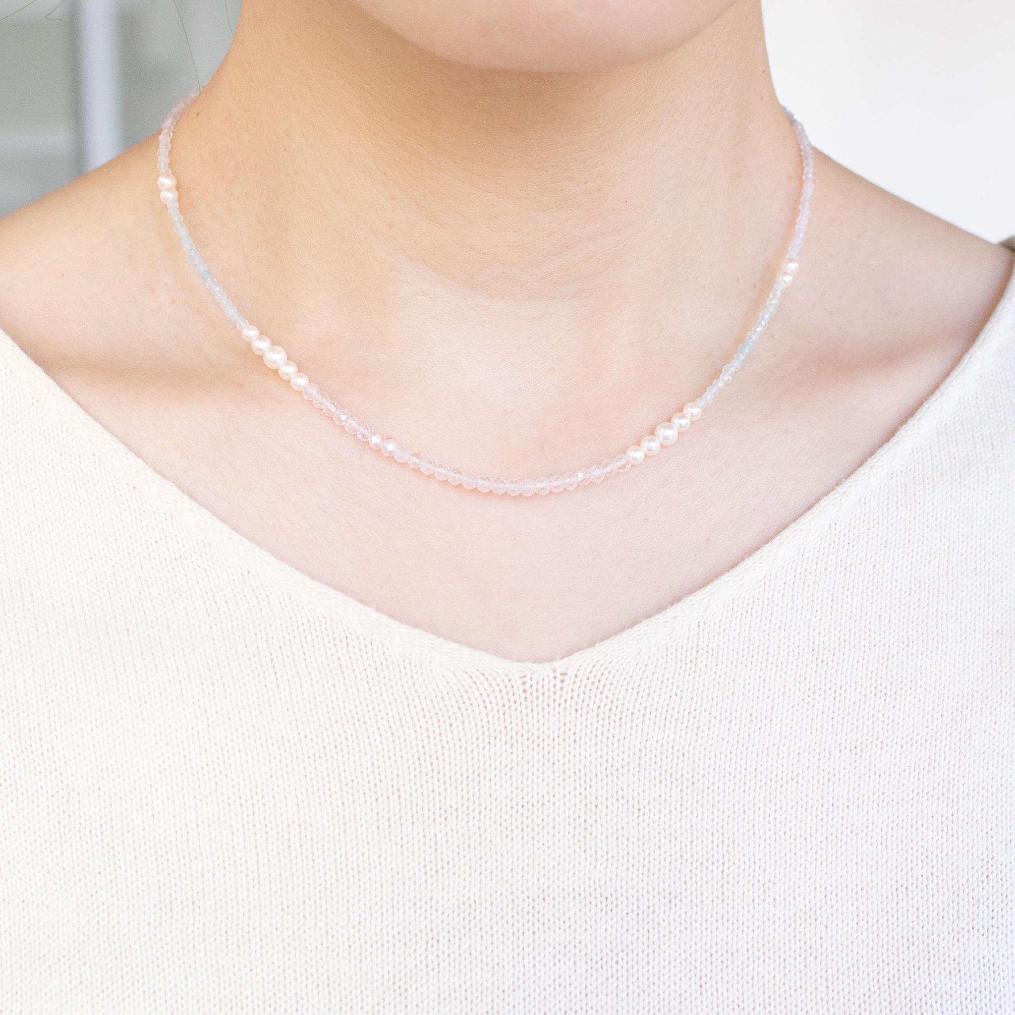 モルガナイト/アクアマリン ネックレス《26T10139》