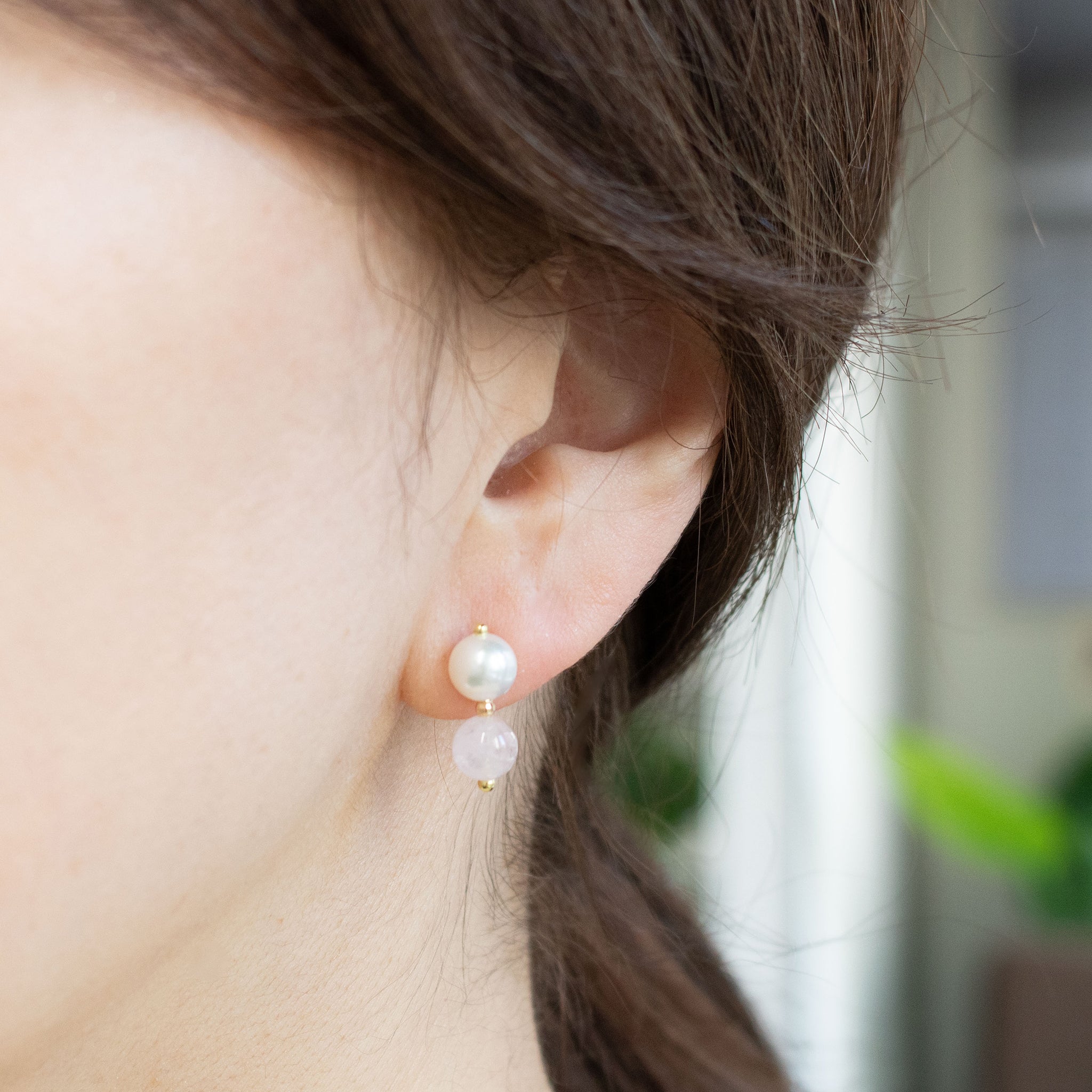 【限定7点】モルガナイト/パール K18ピアス(アコヤ真珠)《26T10141》