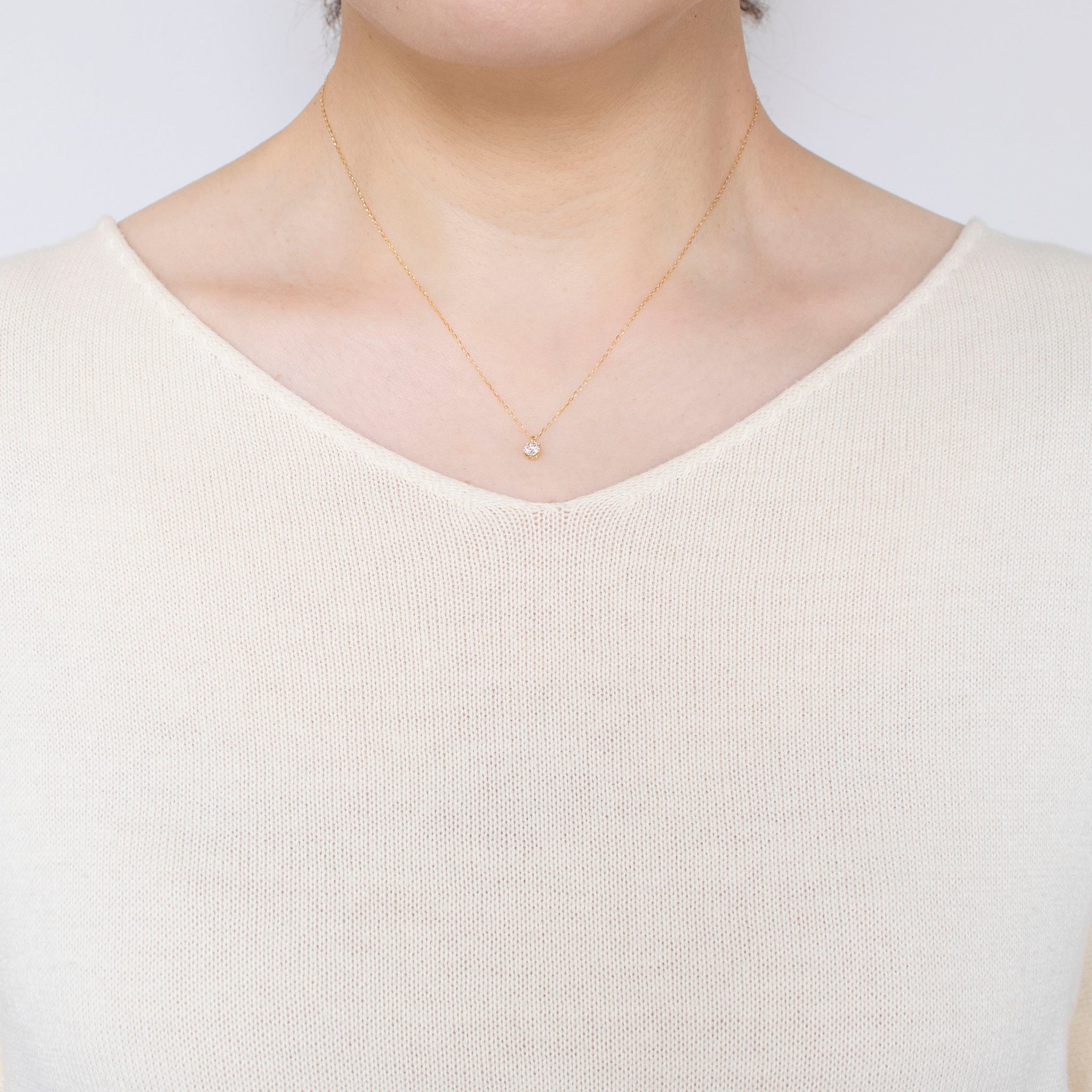 【限定15点】ダイヤモンド K18ネックレス(0.2カラット/ライトブラウン系/4月誕生石)《26T10145》