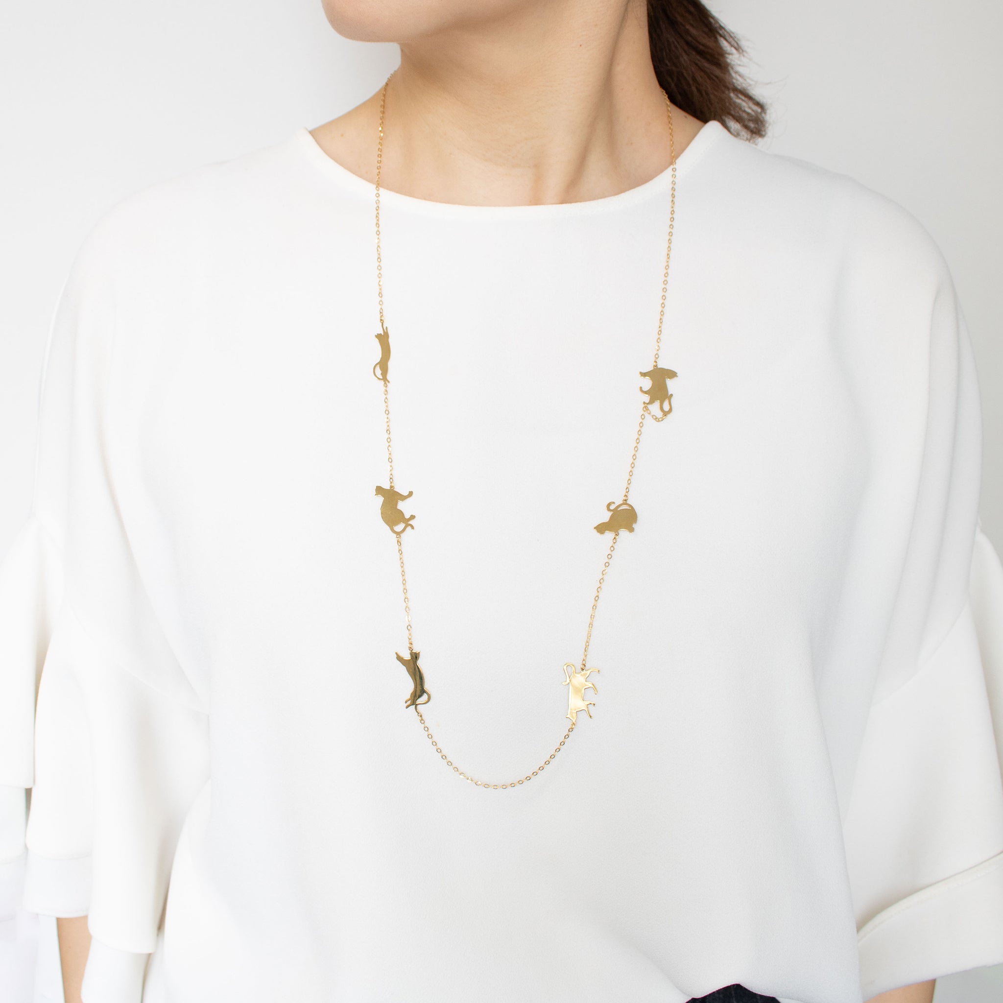 K10ネックレス(ネコモチーフ/ロング/80cm)《26T10146》