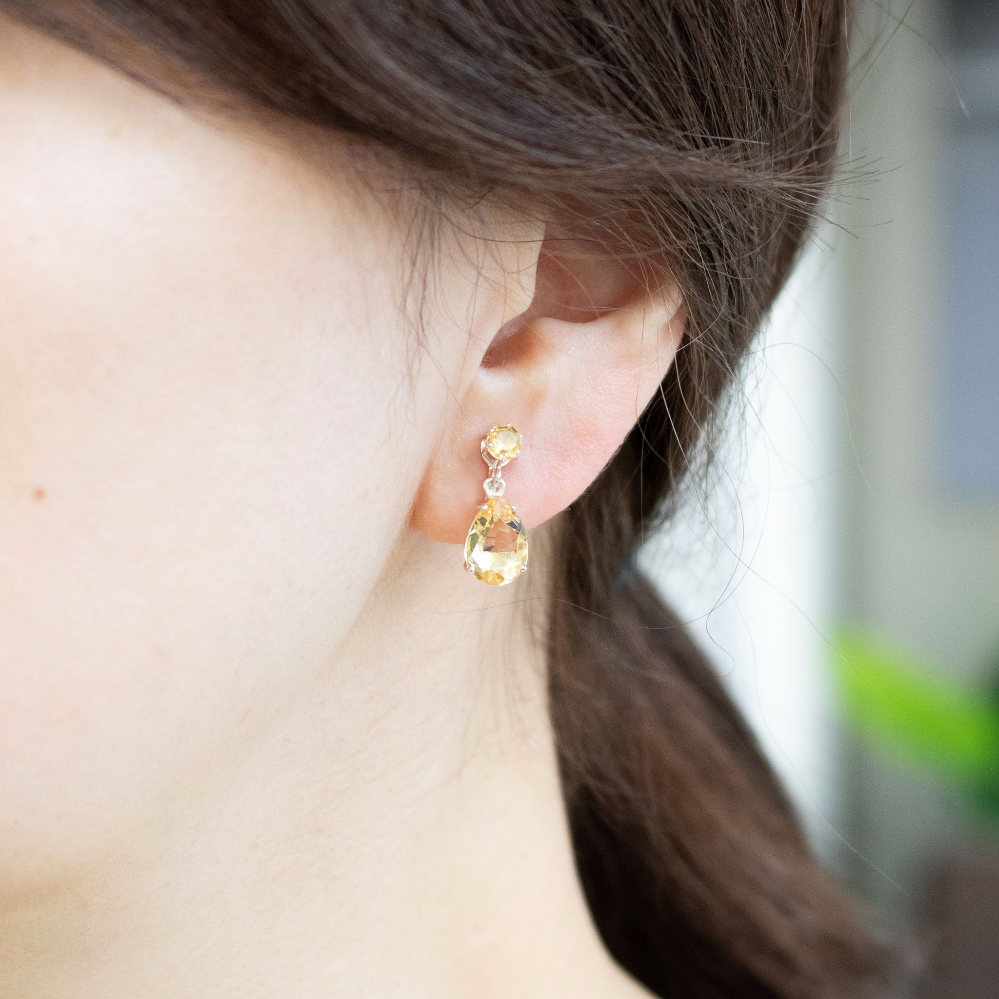 シトリン シルバーイヤリング(11月誕生石)《26T10152》