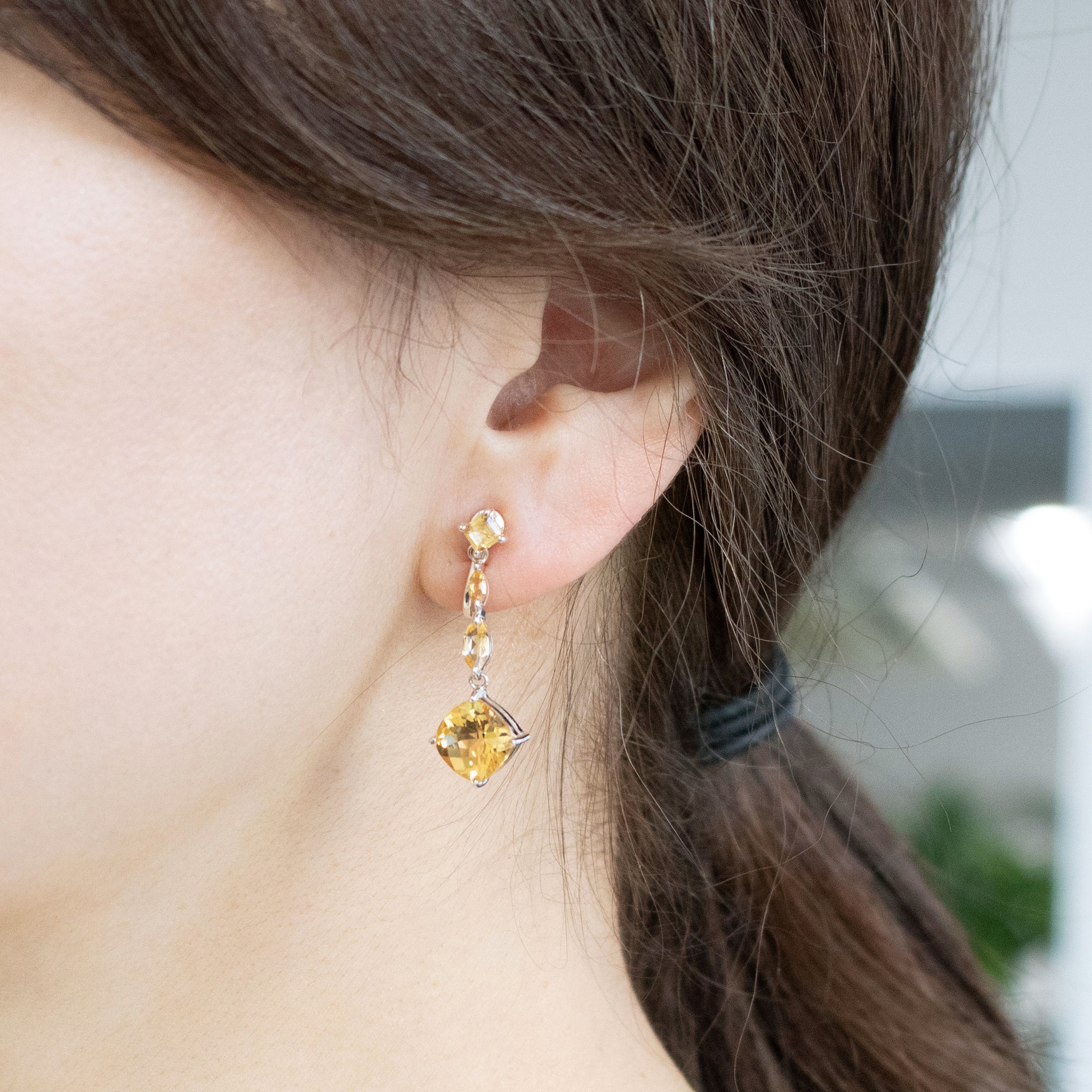 シトリン シルバーイヤリング(11月誕生石)《26T10155》