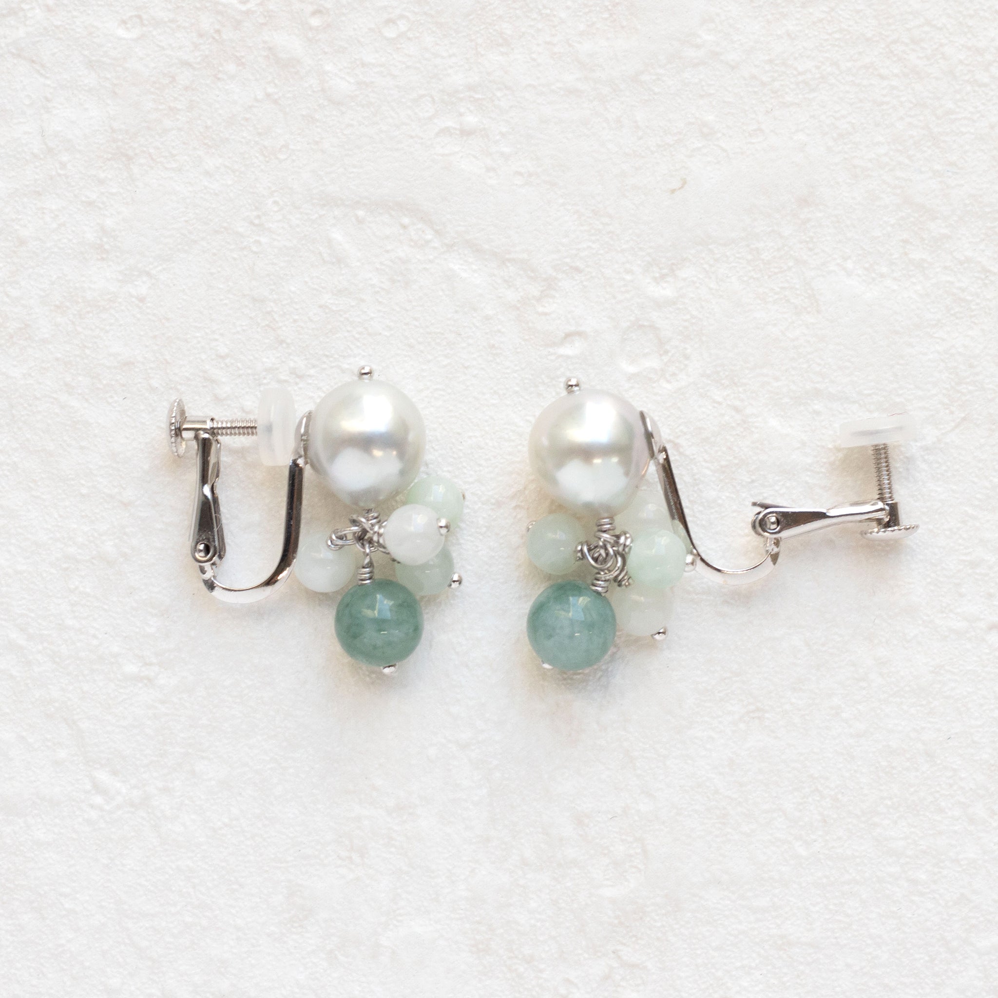 【限定10点】パール/ヒスイ シルバーイヤリング(アコヤ真珠/8mm/ナチュラルブルー系)《26T10158》