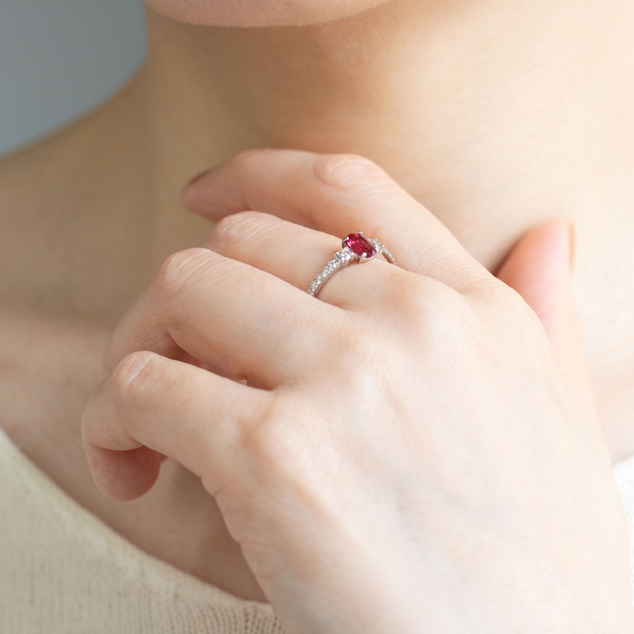 【限定1点】ルビー/ダイヤモンド プラチナリング(0.53カラット/ピジョンブラッド/鑑別書付/7月誕生石)《26T10159》