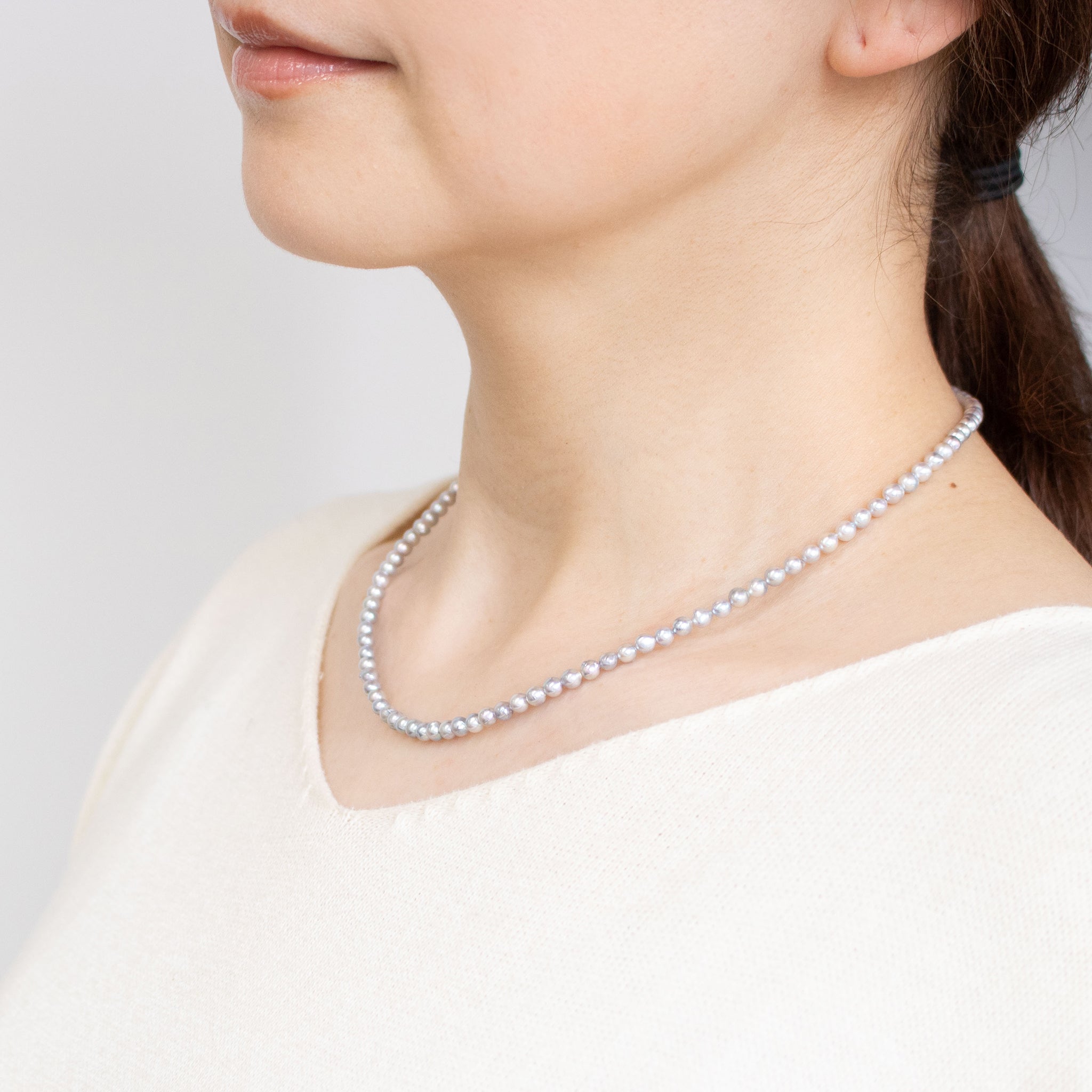 【限定2点】パール ネックレス(アコヤ真珠/3.5mm/ナチュラルブルー系/6月誕生石)《26T10163》