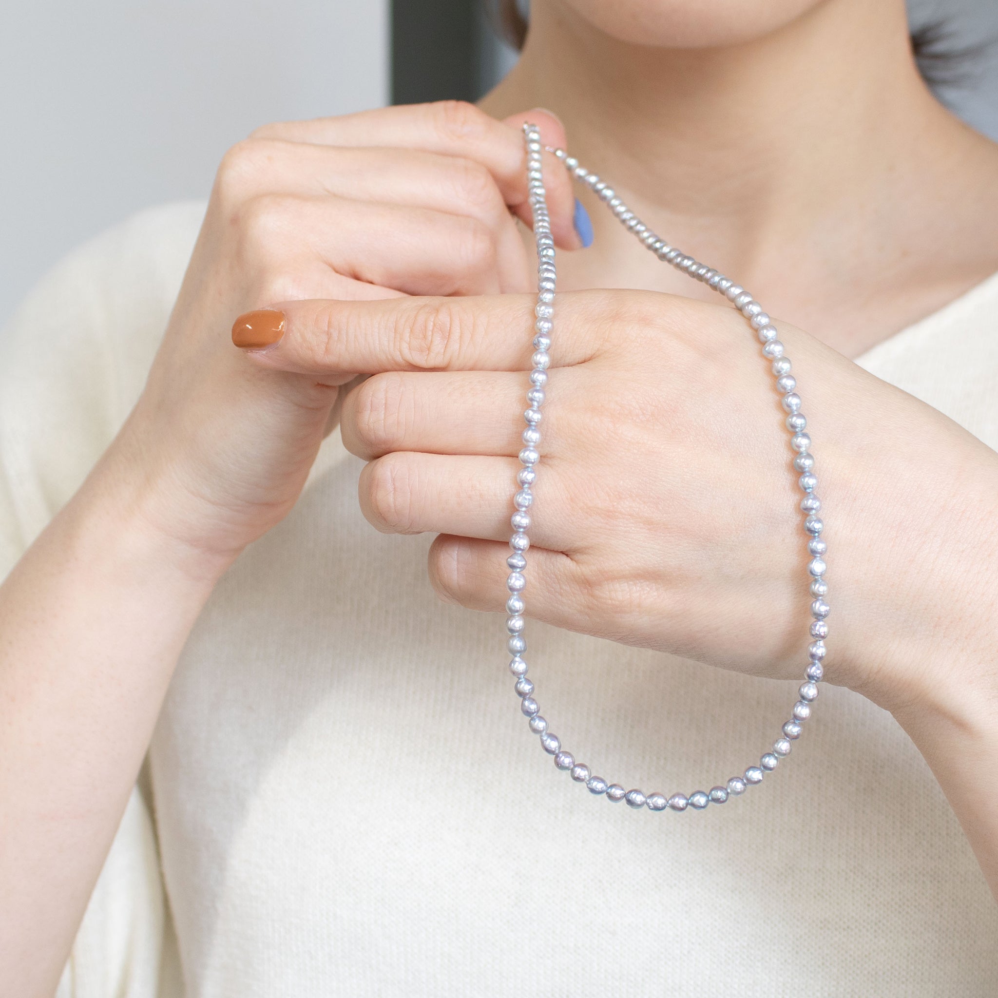 【限定2点】パール ネックレス(アコヤ真珠/3.5mm/ナチュラルブルー系/6月誕生石)《26T10163》