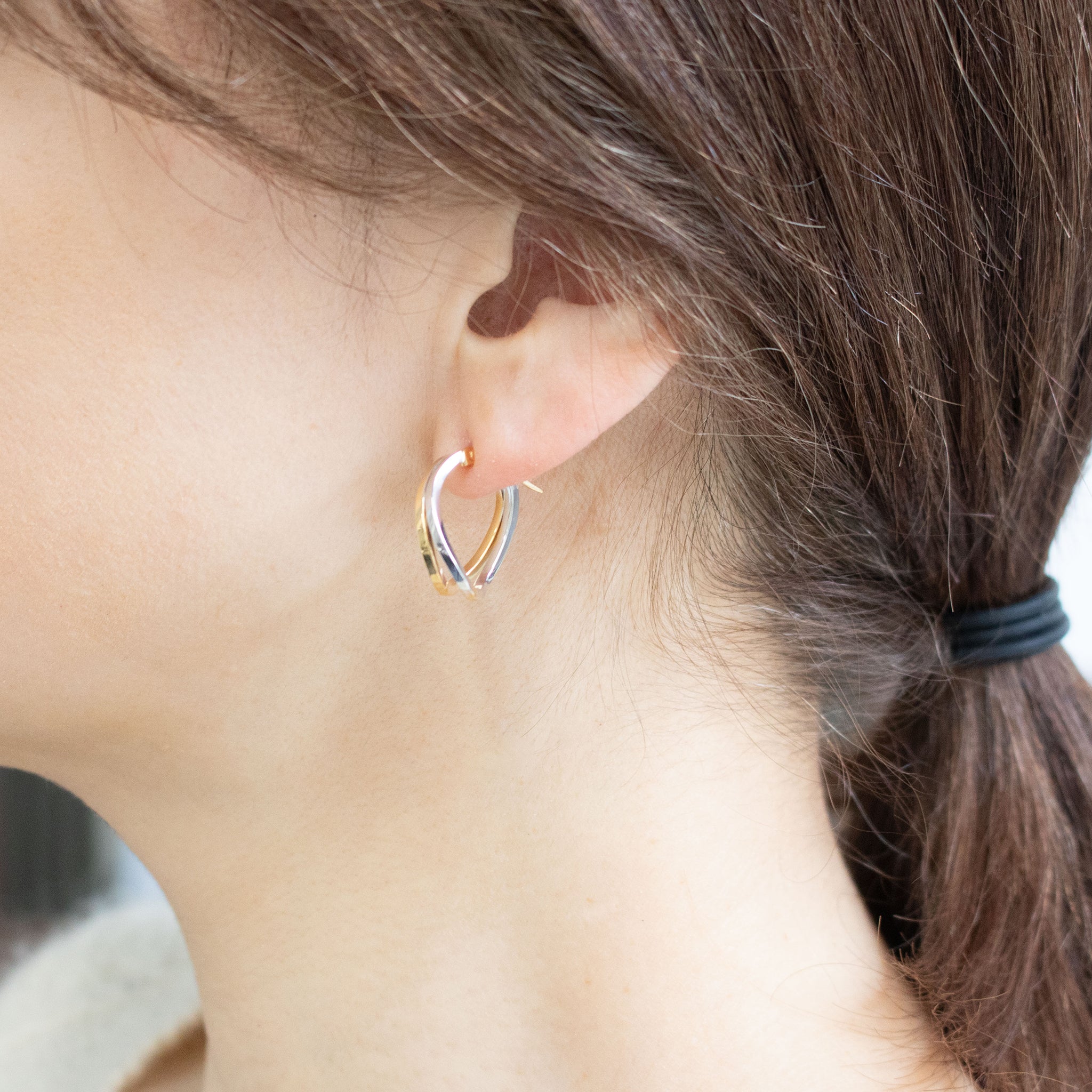 K18ピアス(コンビカラー/イタリア製)《26T10164》