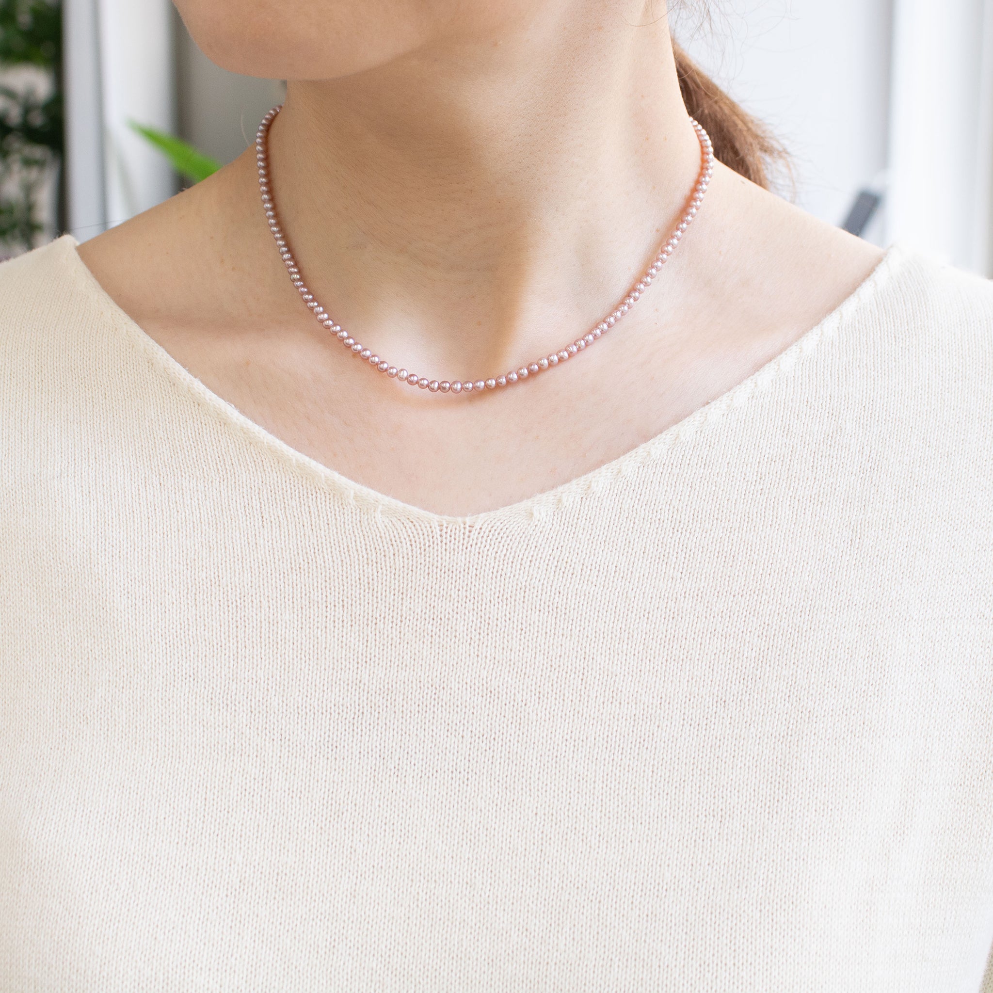【限定6点】パールネックレス(淡水真珠/3mm/6月誕生石)《26T10170》