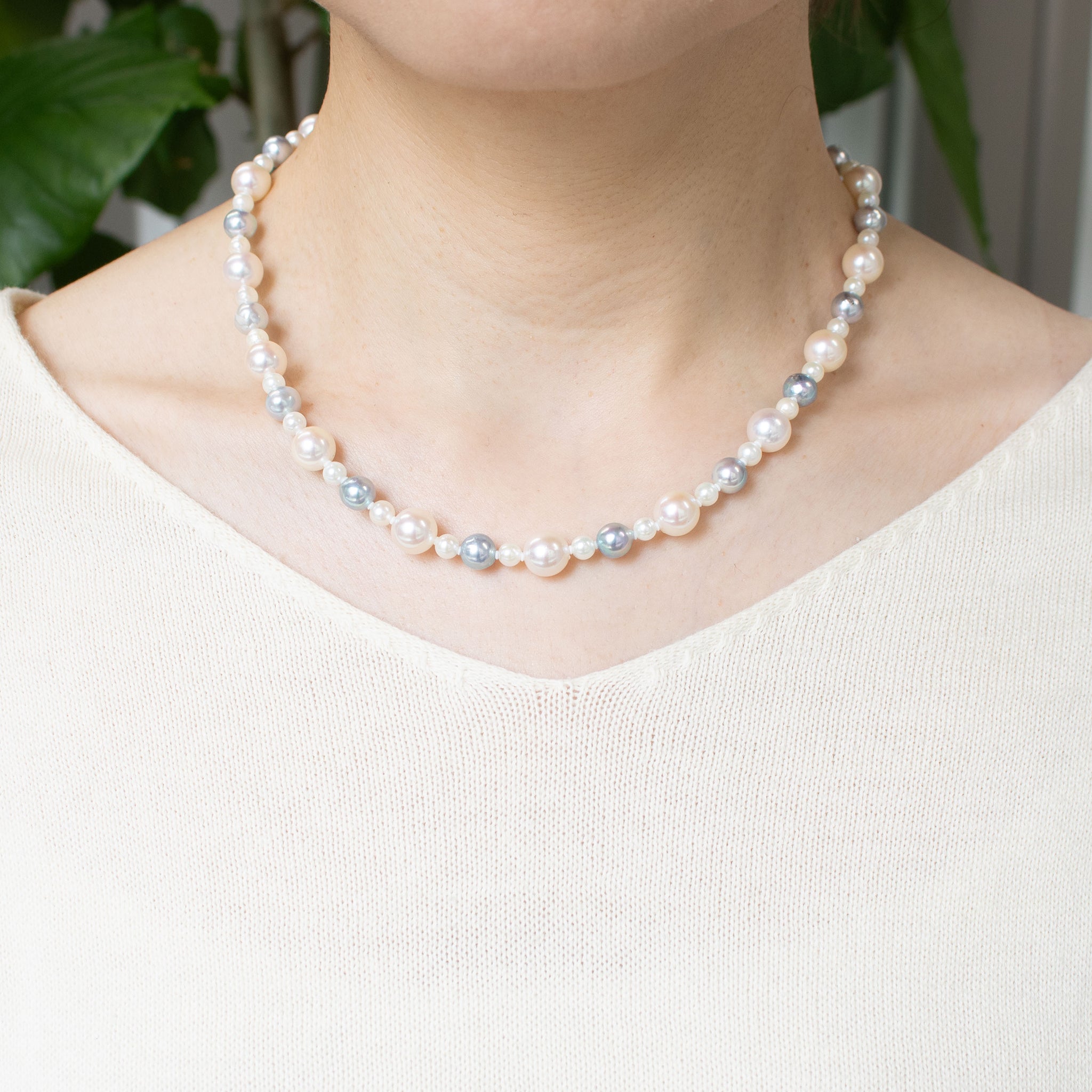 【限定1点】パールネックレス(アコヤ真珠/4.5～8.5mm/6月誕生石)《26T10215》