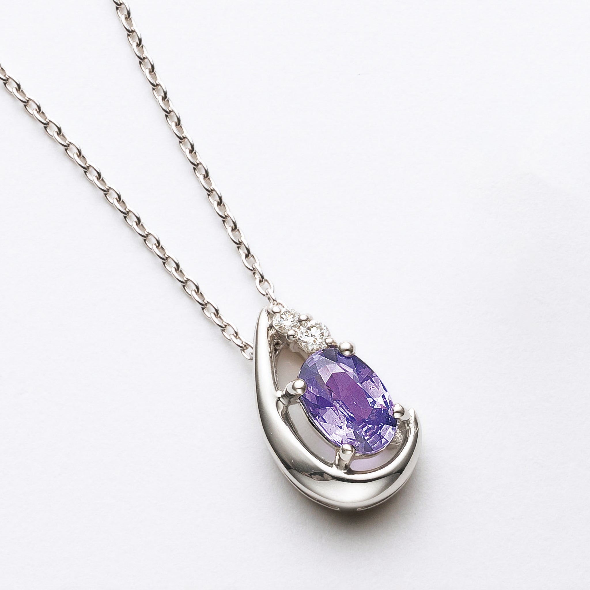 【限定1点】サファイア/ダイヤモンド プラチナネックレス(ノーヒート/非加熱/9月誕生石)《26T10227》