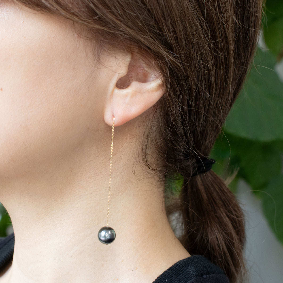 【限定1点】パール K18ピアス(黒蝶真珠/9.5mm/アメリカン/6月誕生石)《26T10278》