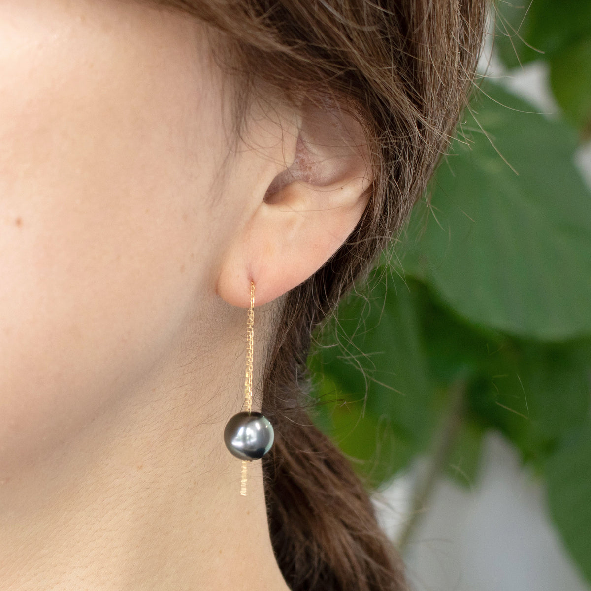 【限定1点】パール K18ピアス(黒蝶真珠/9.5mm/アメリカン/6月誕生石)《26T10278》