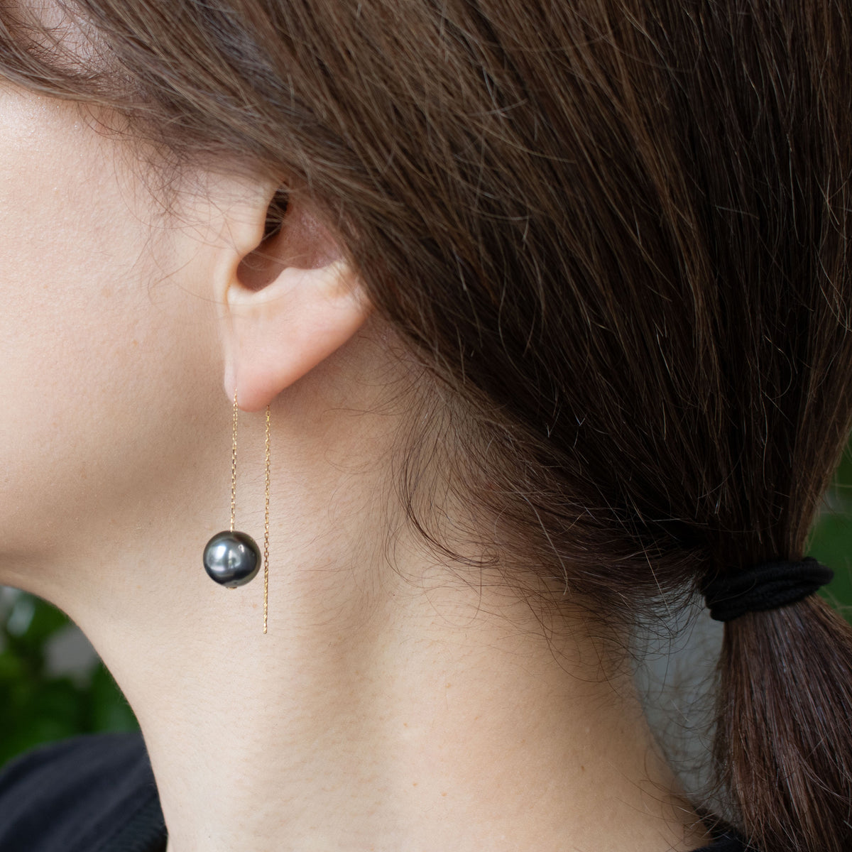 【限定1点】パール K18ピアス(黒蝶真珠/9.5mm/アメリカン/6月誕生石)《26T10278》