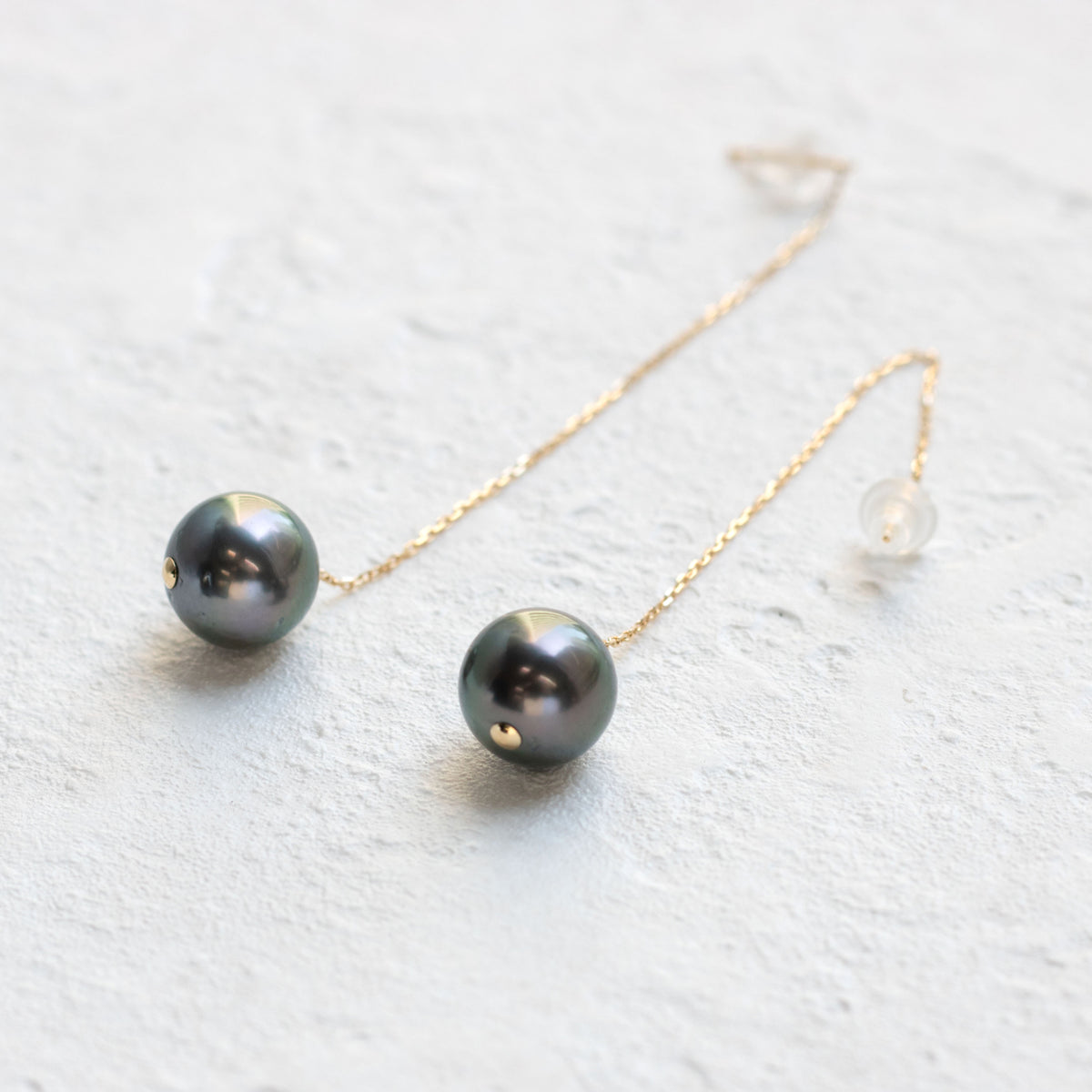 【限定1点】パール K18ピアス(黒蝶真珠/9.5mm/アメリカン/6月誕生石)《26T10278》