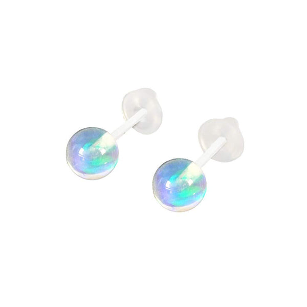 ウォーターオパール セラミックピアス(クレサンベール/5.5mm/スタッド/10月誕生石)《WEPW3181》
