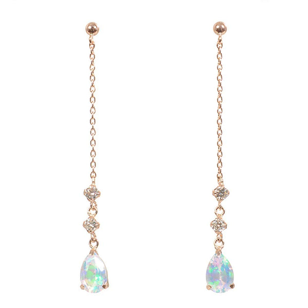 ウォーターオパール/ダイヤモンド K18ピアス(クレサンベール