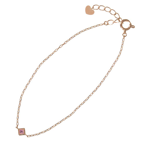 ピンクサファイア K18ブレスレット(クレサンベール/ハートチャーム/9月