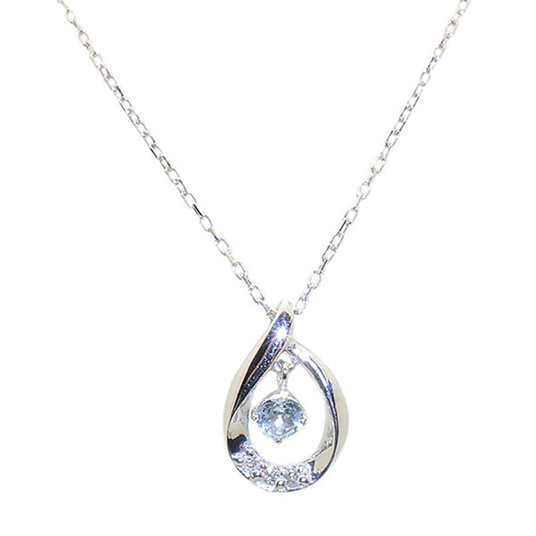 ブルートパーズ/ダイヤモンド K18ネックレス(雫モチーフ/11月