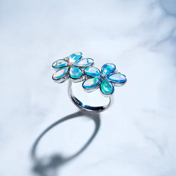 ウォーターオパール/ブルーオパール/ダイヤモンド プラチナネックレス