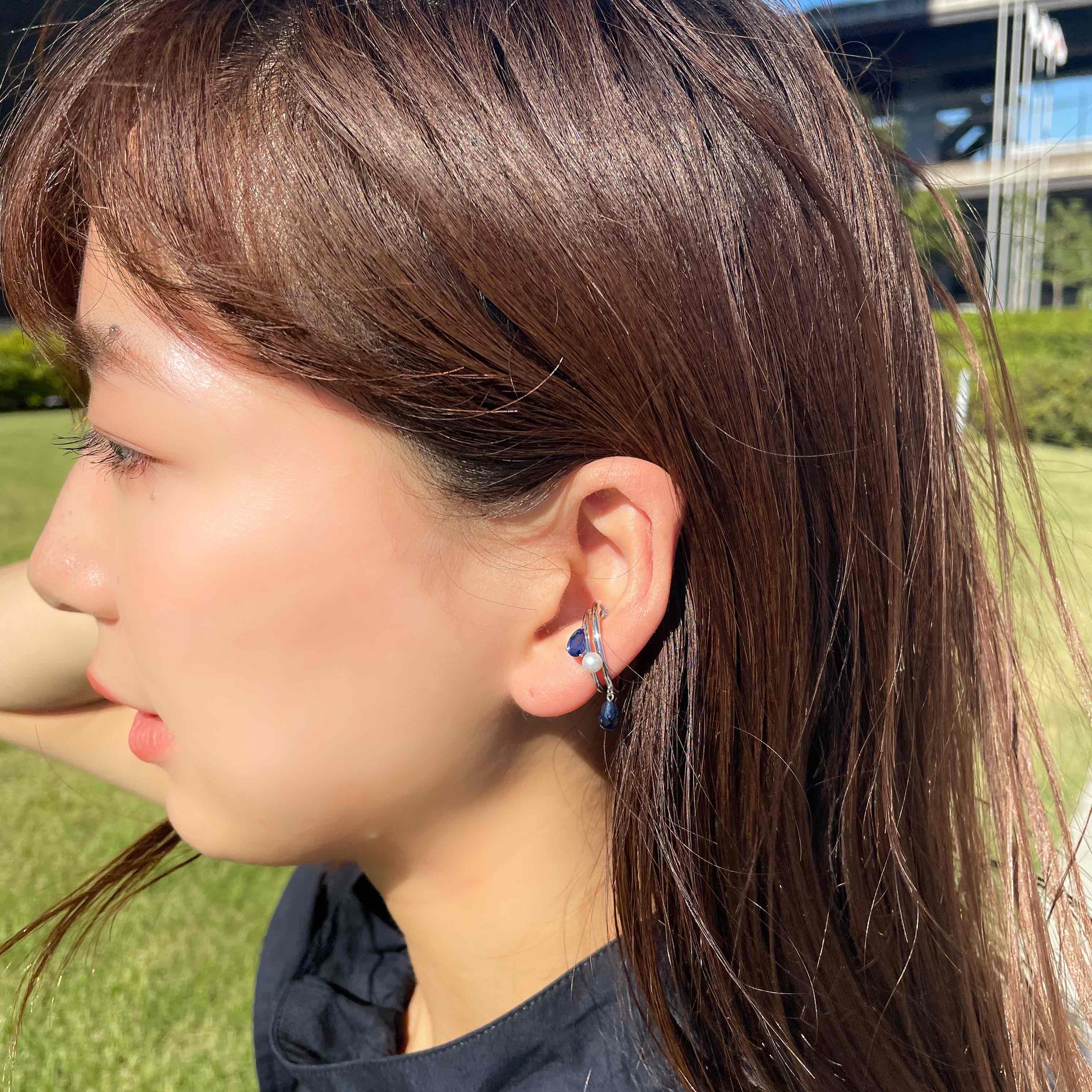 ブルーサファイア K10イヤーカフ(クレサンベール/モンプレジール