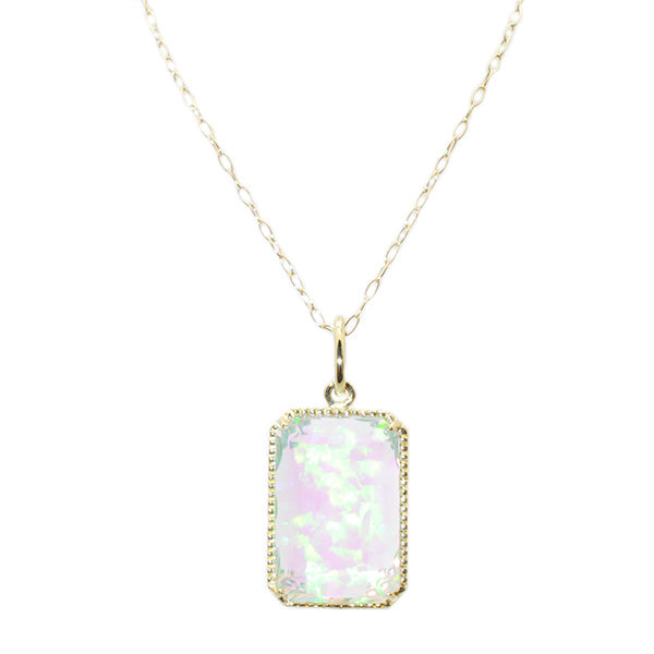 ウォーターオパール K18ネックレス(クレサンベール/ミル打ち