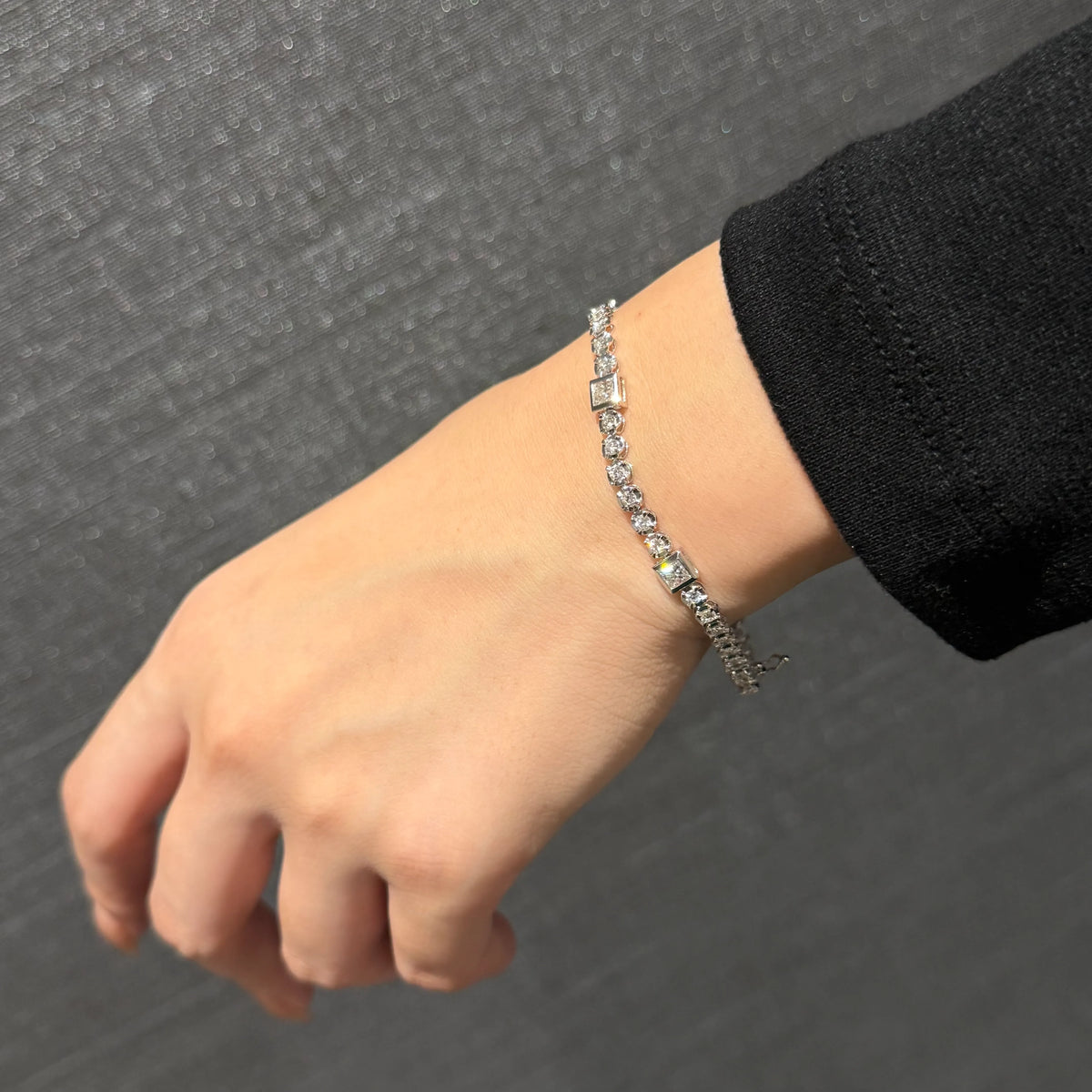 【限定1点】ダイヤモンド K18ブレスレット(K18ホワイトゴールド/計3.0ct/4月誕生石)《JBCD2127》