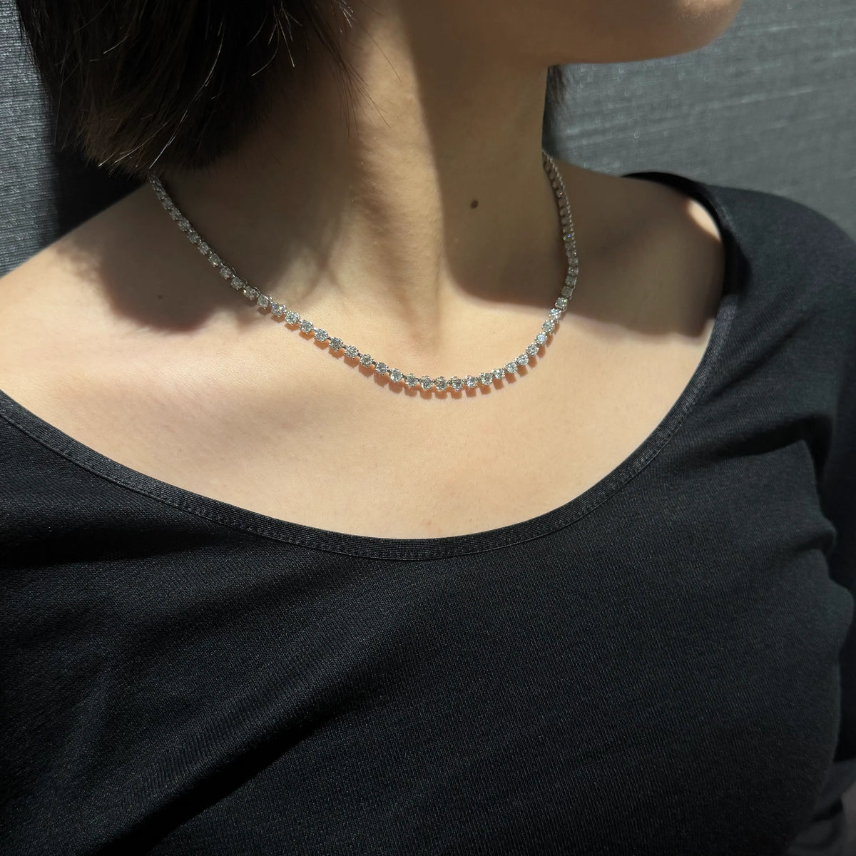 【限定1点】ダイヤモンド プラチナテニスネックレス(計10ct/鑑別書付/4月誕生石)《JNKD2128》