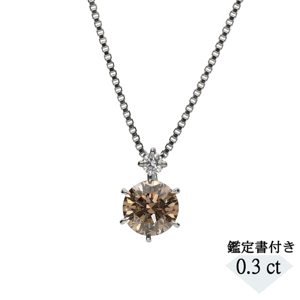 ブラウンダイヤモンド/ダイヤモンド PTネックレス(0.3カラット/4