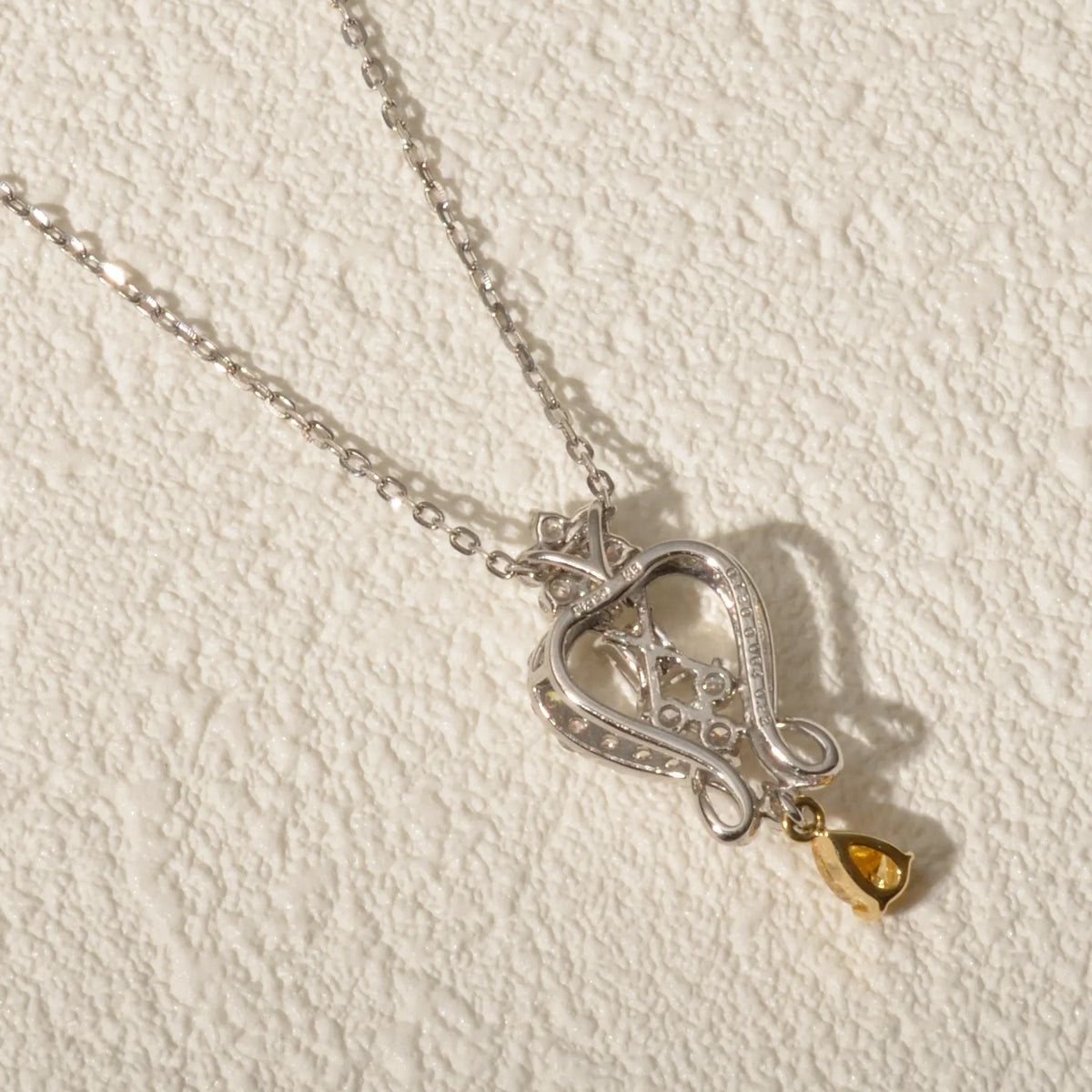 【限定1点】イエローダイヤモンド/ダイヤモンド プラチナ/K18ネックレス(FVOY/0.12ct/グレーディングレポート付/4月誕生石)《JPDD2109》
