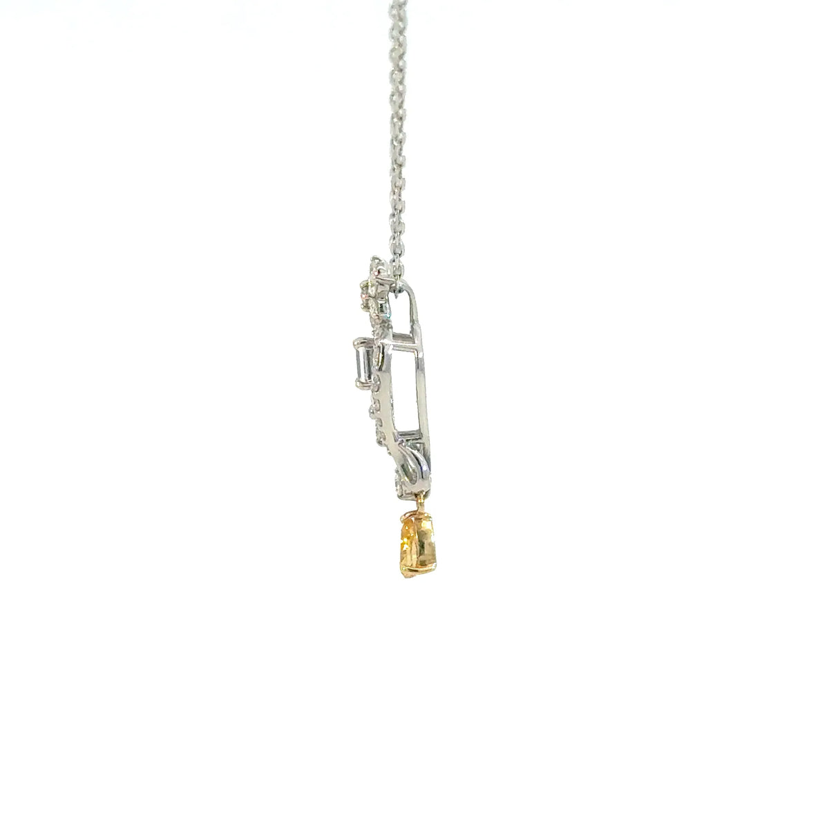 【限定1点】イエローダイヤモンド/ダイヤモンド プラチナ/K18ネックレス(FVOY/0.12ct/グレーディングレポート付/4月誕生石)《JPDD2109》
