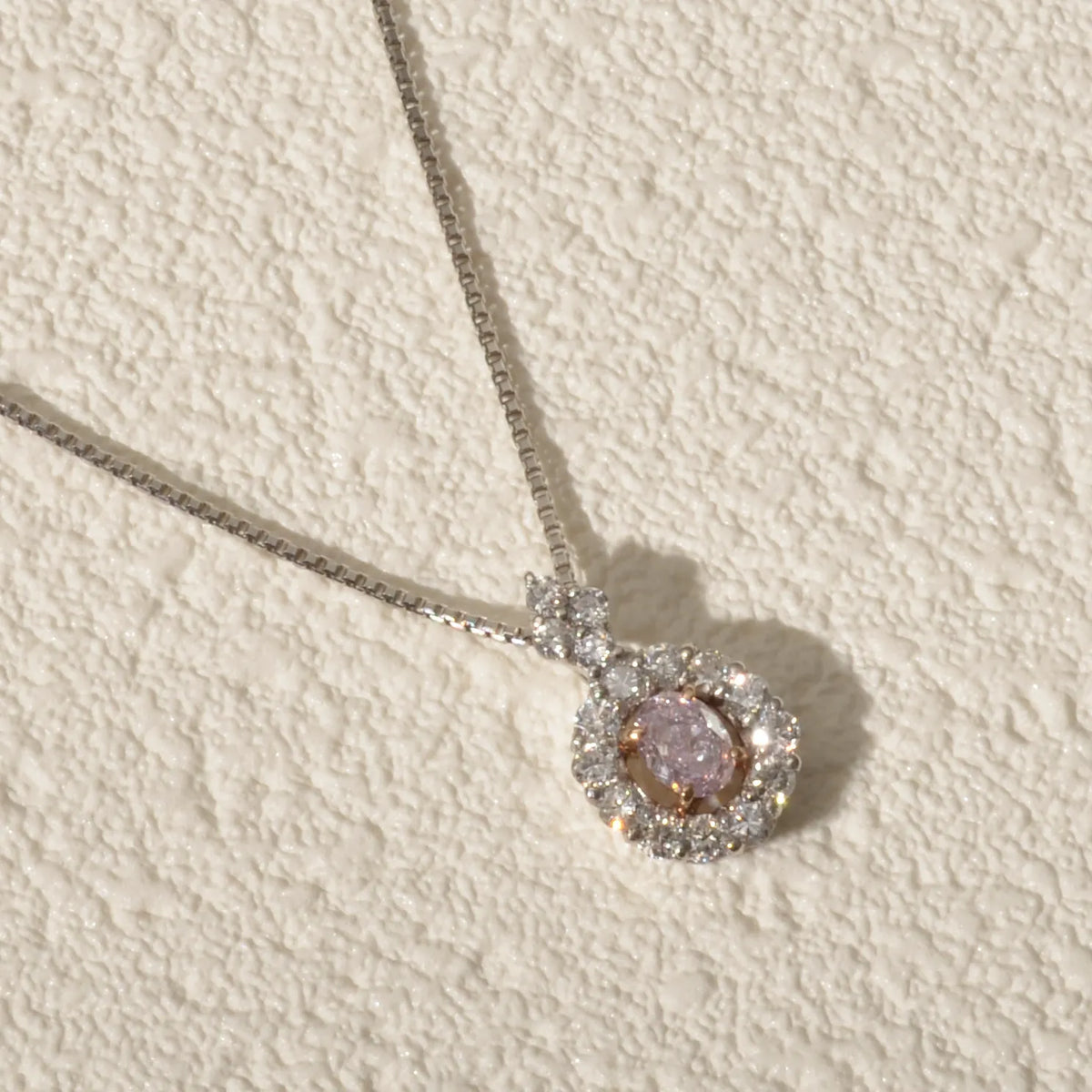 【限定1点】パープルダイヤモンド/ダイヤモンド プラチナ/K18ネックレス(FPP/0.095ct/グレーディングレポート付/4月誕生石)《JPDD2114》