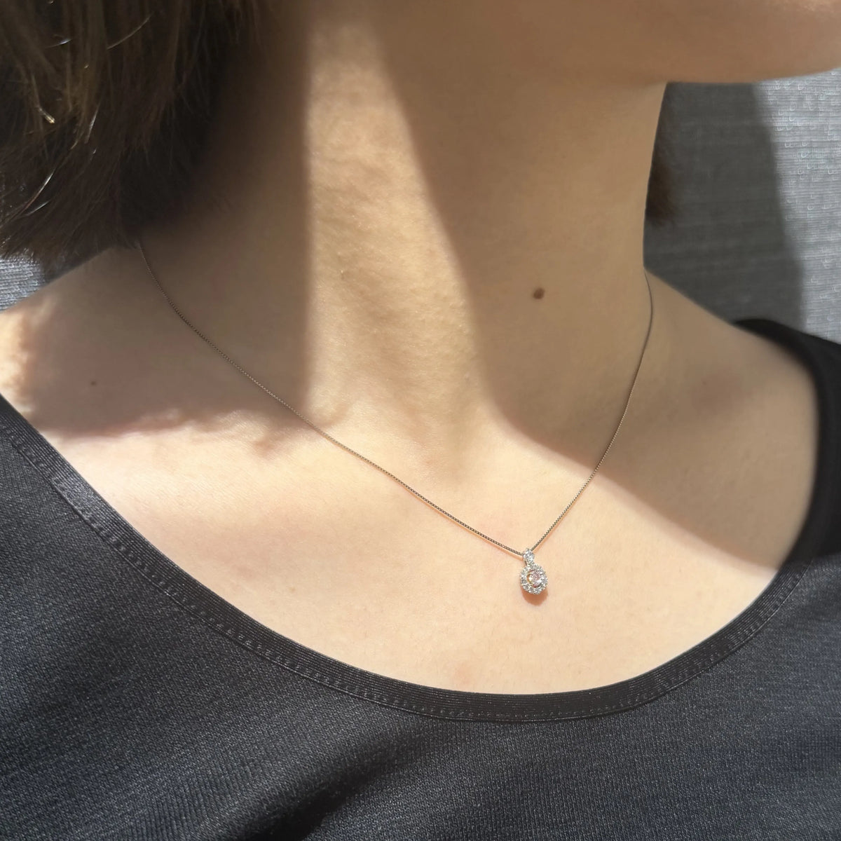 【限定1点】パープルダイヤモンド/ダイヤモンド プラチナ/K18ネックレス(FPP/0.095ct/グレーディングレポート付/4月誕生石)《JPDD2114》