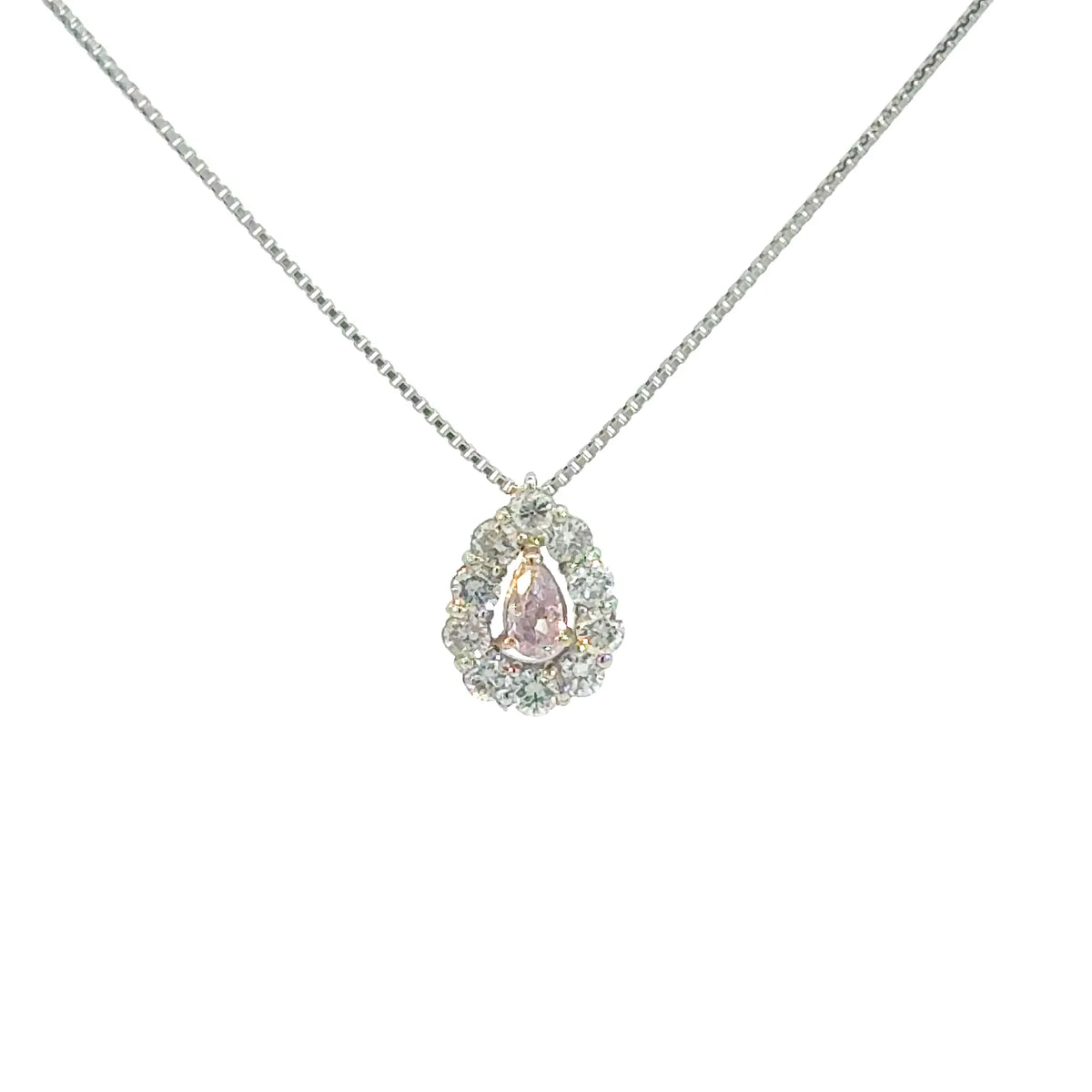 【限定1点】パープルダイヤモンド/ダイヤモンド プラチナ/K18ネックレス(FPP/0.082ct/グレーディングレポート付/4月誕生石)《JPDD2115》